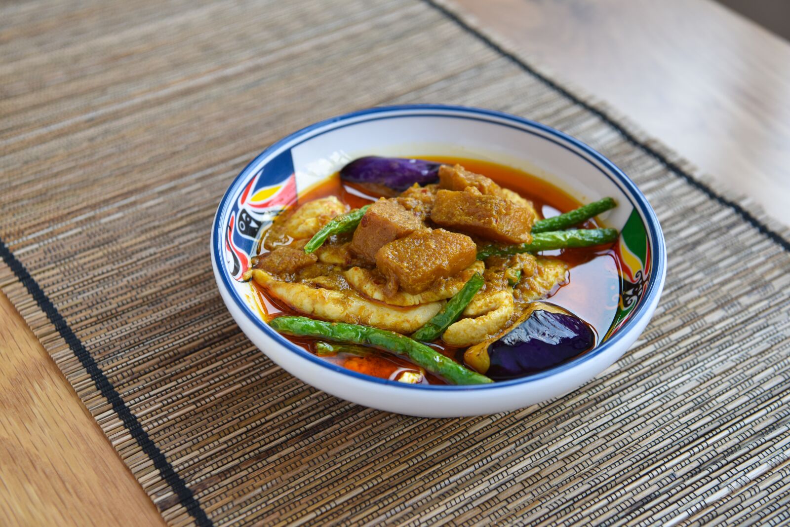 Nikon D810 sample photo. Mala chicken, eggplant, tofu photography