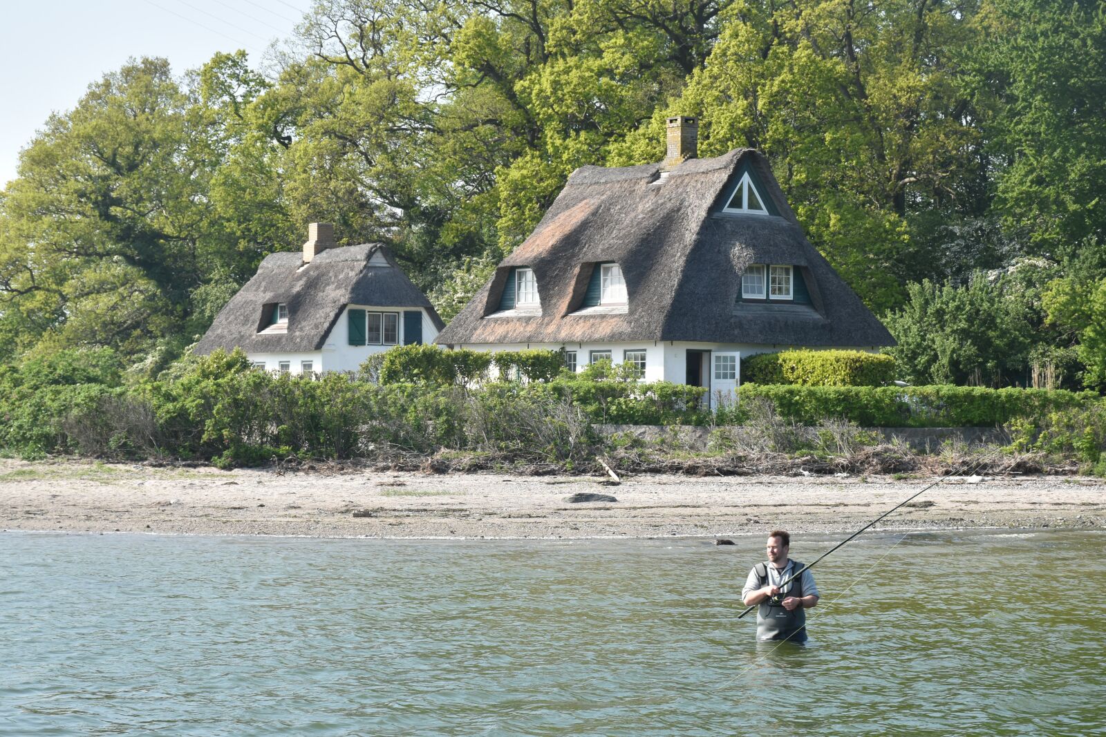 Nikon D5500 sample photo. Schlei, thatched roof, angler photography