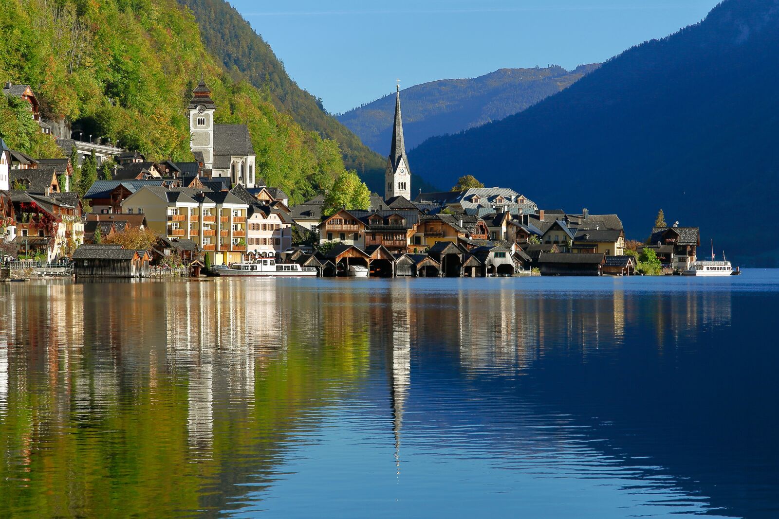 Canon EOS 5D Mark II sample photo. Hallstatt, church, lake photography