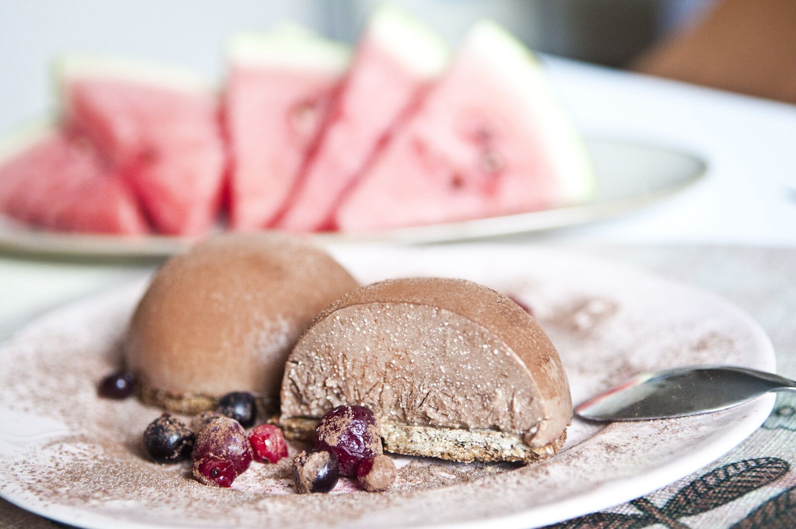 Nikon D300 sample photo. Dessert, watermelon, chocolate photography