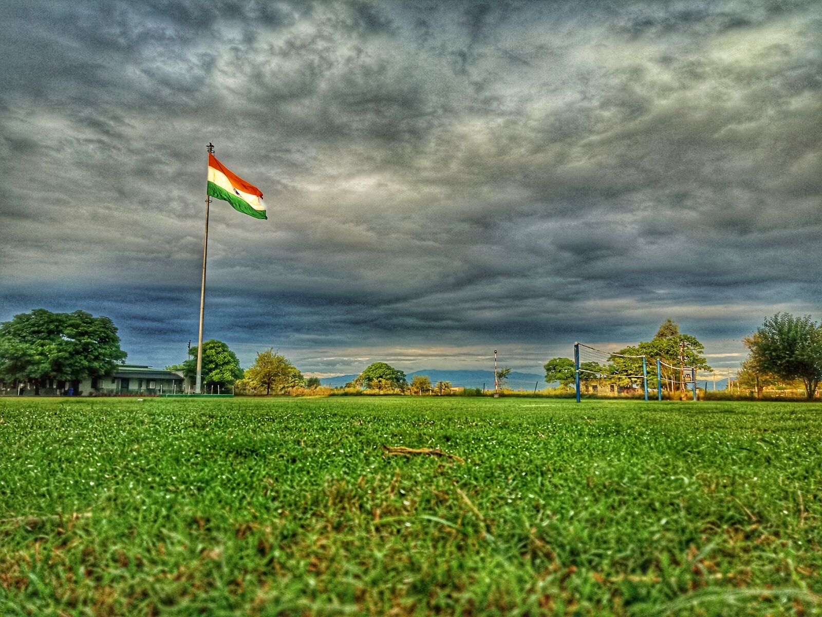OPPO A83 sample photo. Flag, green, india photography