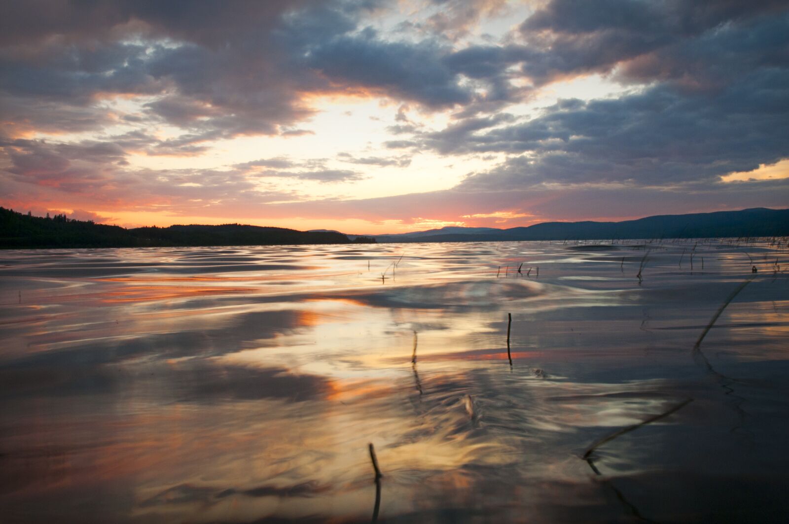 Nikon D300 sample photo. Sunset, lake, beaumont provincial photography