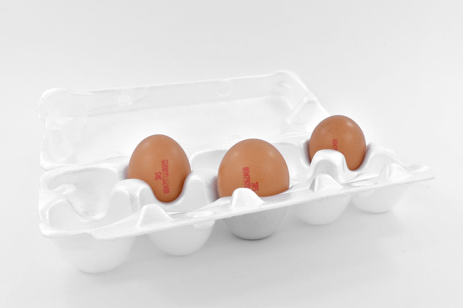Nikon D5500 sample photo. Egg box, three, white photography