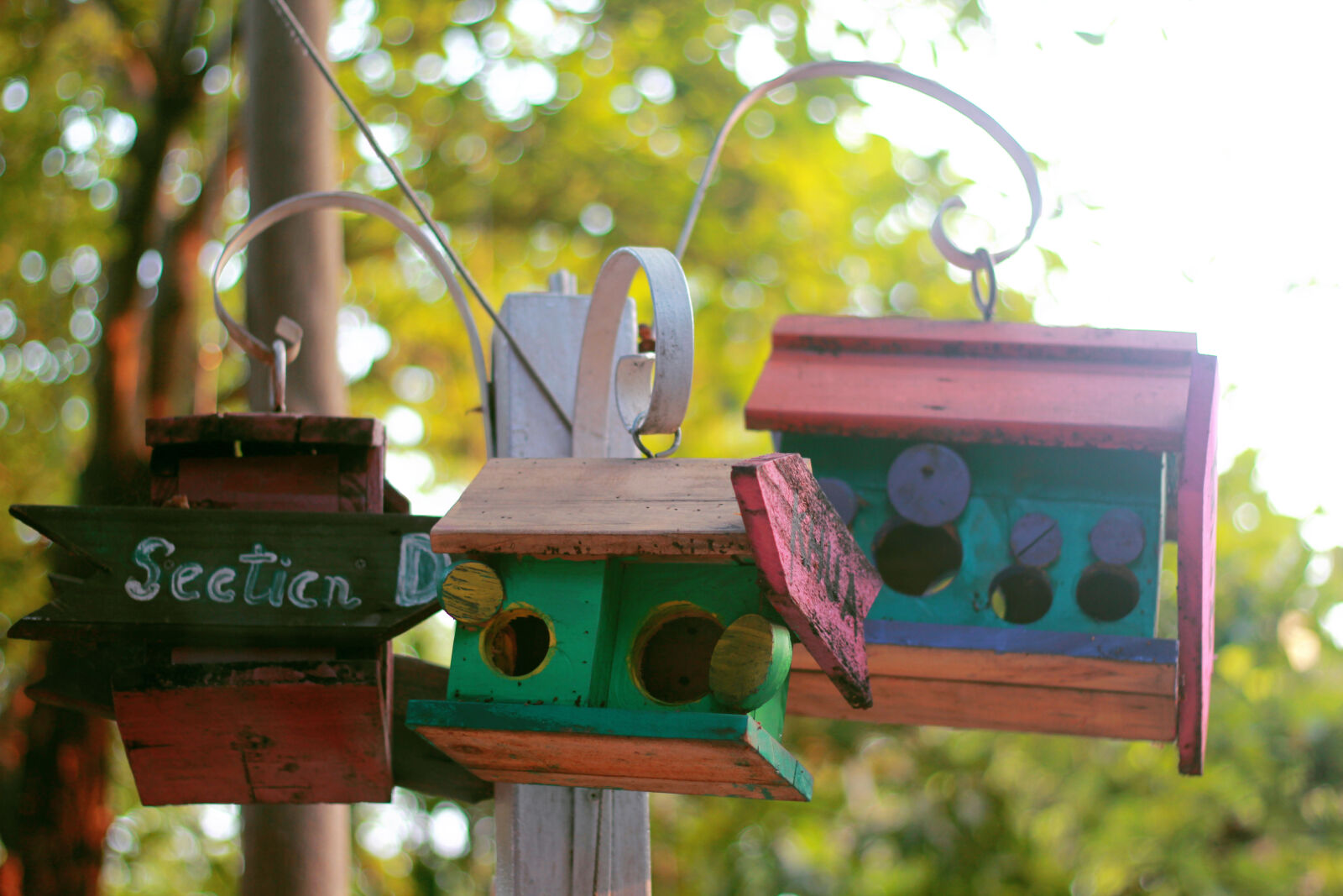 Canon EOS 60D + Canon EF 50mm F1.8 II sample photo. Birdhouse, bokeh, colorful, wood photography
