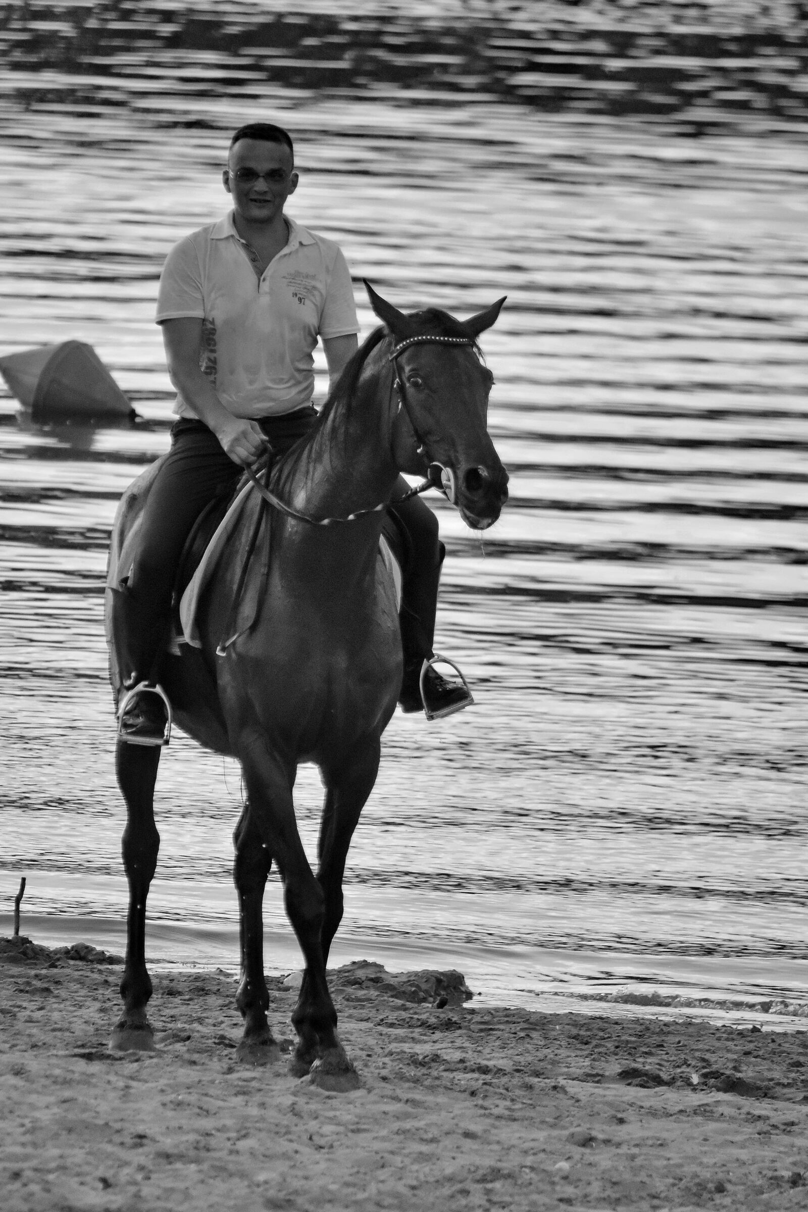 Nikon D5500 sample photo. Beach, horse, lake, cowboy photography
