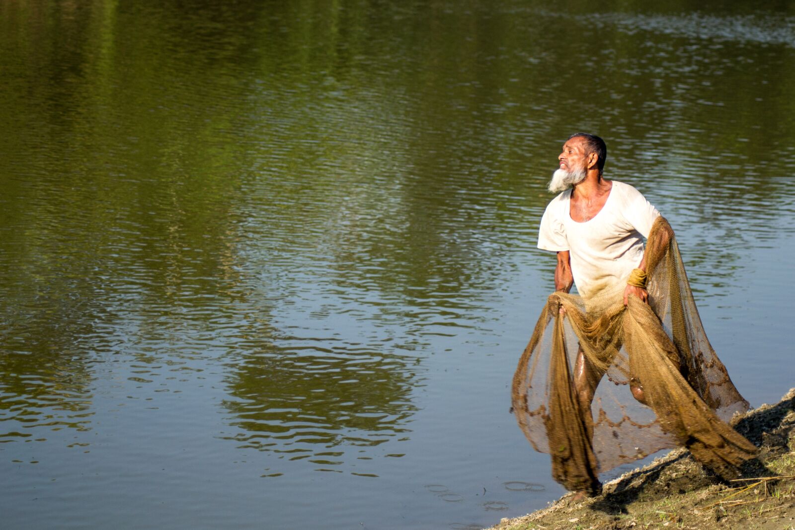 Nikon D3100 sample photo. Fisherman, fishing, net photography