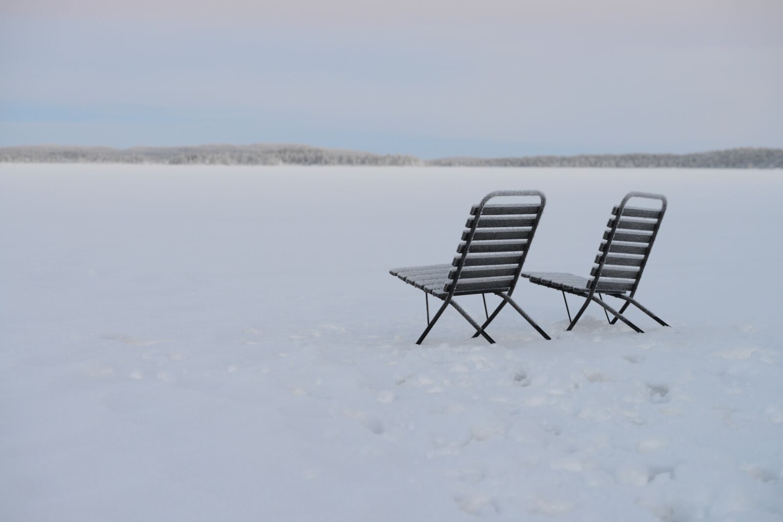 Nikon D800E sample photo. Winter, snow, chairs photography