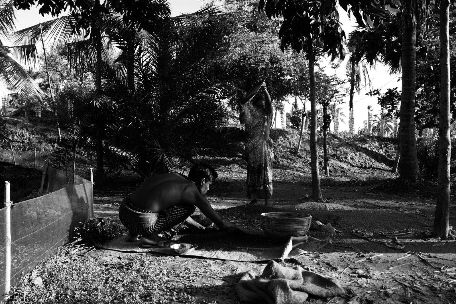 Canon EF-S 18-55mm F3.5-5.6 IS sample photo. Bangladesh, canal, fisherman, flower photography