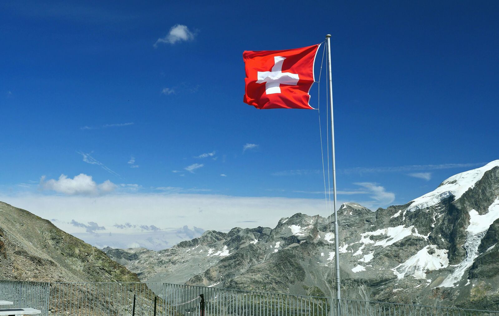 Panasonic Lumix DMC-GH3 sample photo. Flag, mountain, snow, sky photography