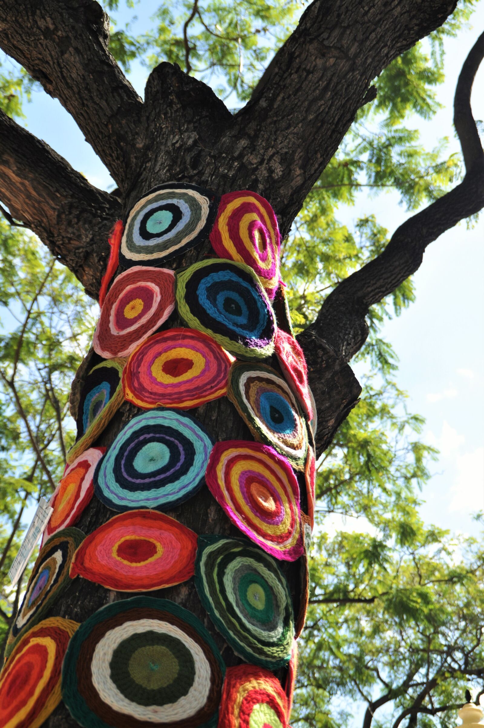Nikon D5000 sample photo. Upcycling, tree, crochet photography