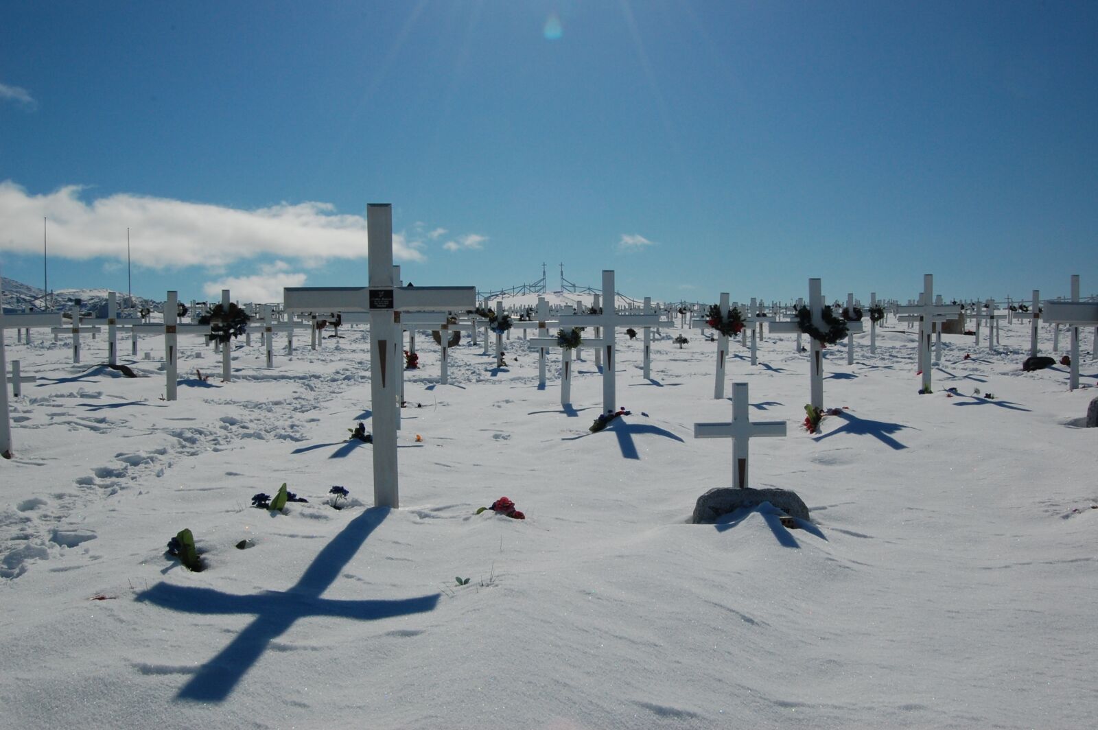 Nikon D40 sample photo. Cemetery, cross, snow photography