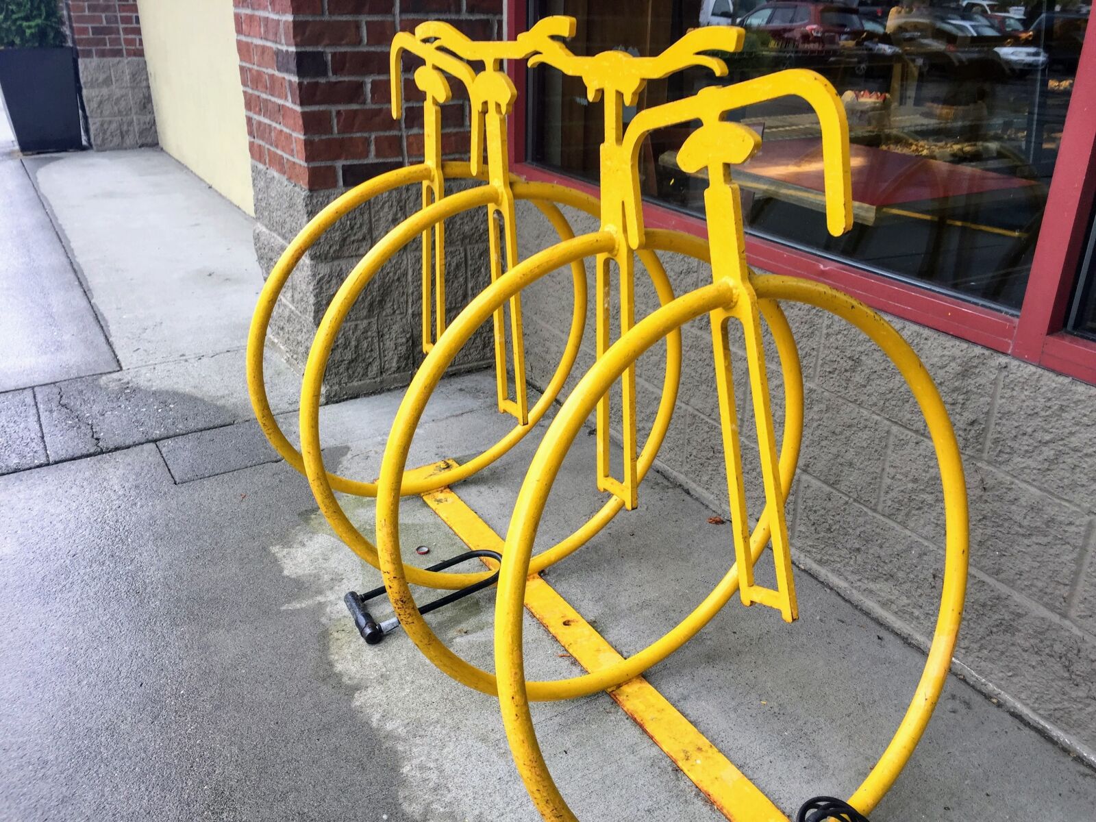 Apple iPhone 6 sample photo. Bike rack, bicycle, security photography