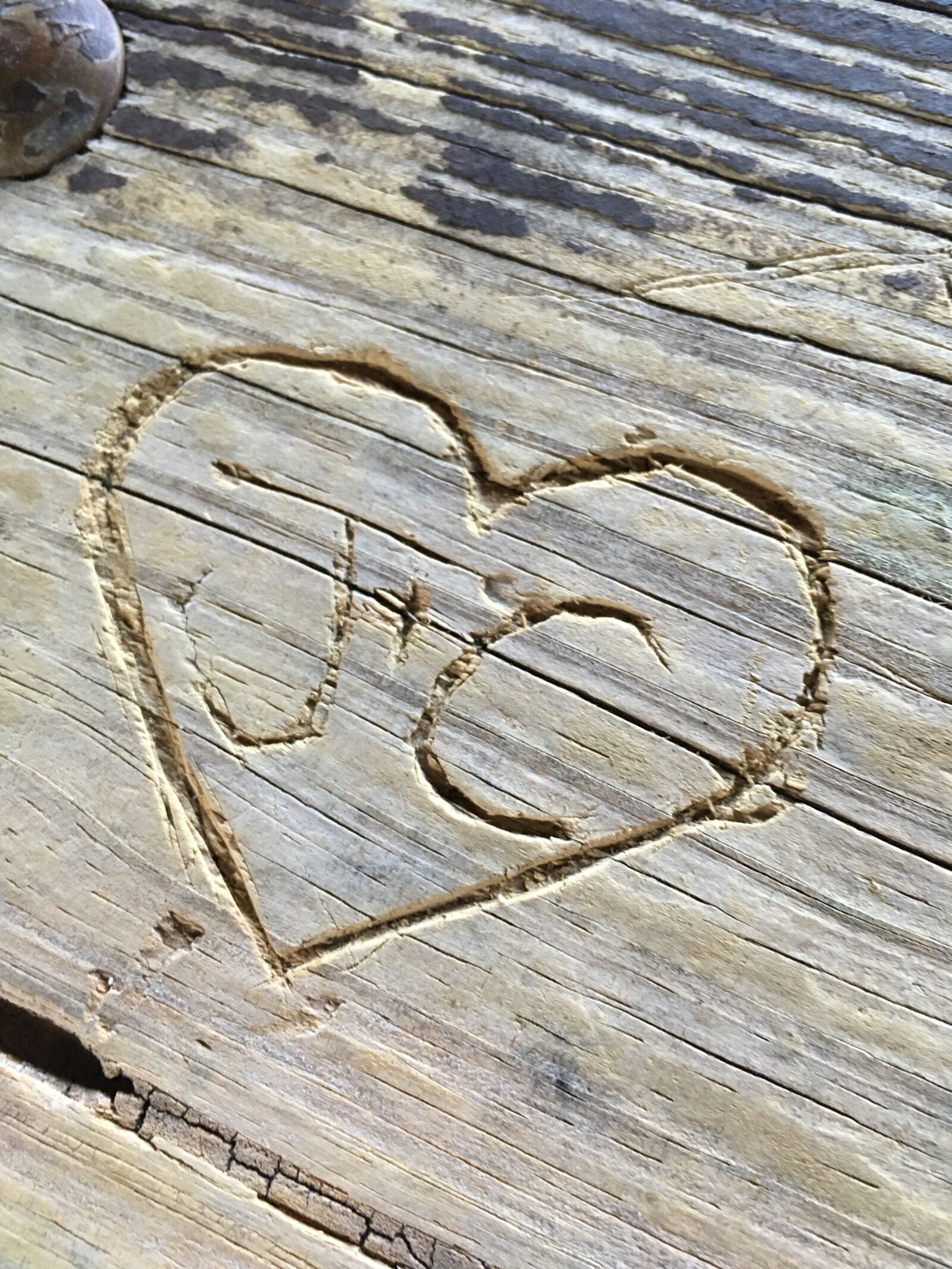 iPhone SE back camera 4.15mm f/2.2 sample photo. Love, heart, wood photography
