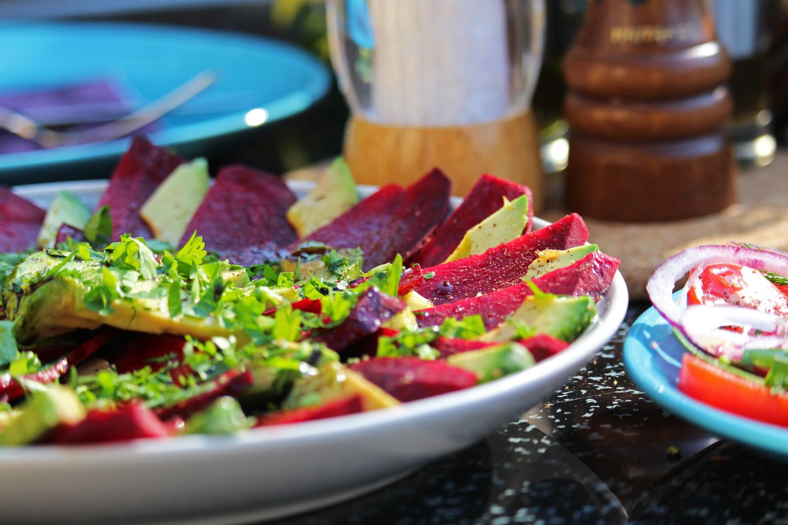 Canon EF-S 55-250mm F4-5.6 IS STM sample photo. Beetroot, carpaccio, beetroot carpaccio photography