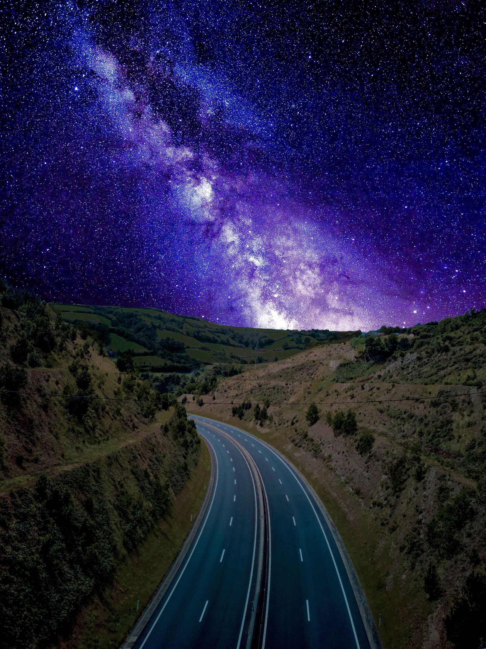 HUAWEI P20 sample photo. Highway, purple, mountains photography