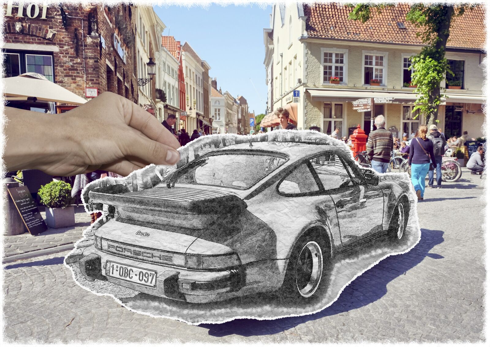 Fujifilm X-E2 sample photo. Porsche, brugge, street photography