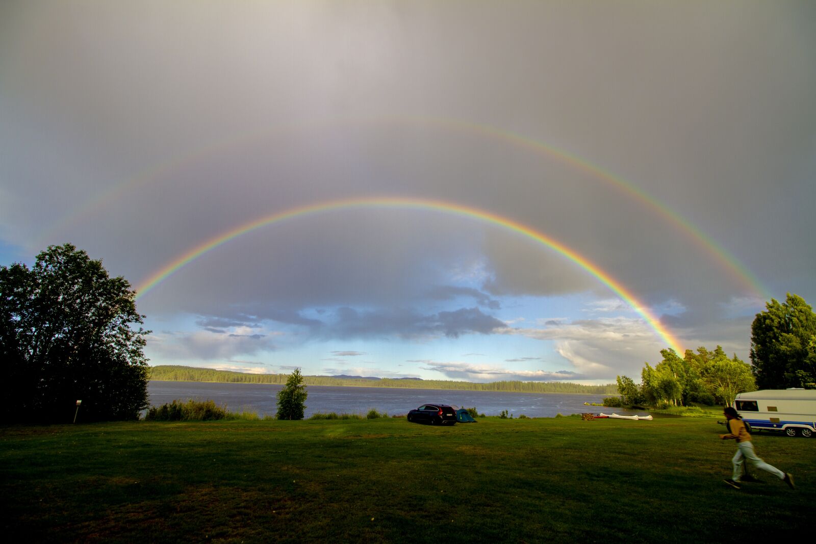 Canon EF-S 10-18mm F4.5–5.6 IS STM sample photo. Double rainbow, rainbow, camping photography