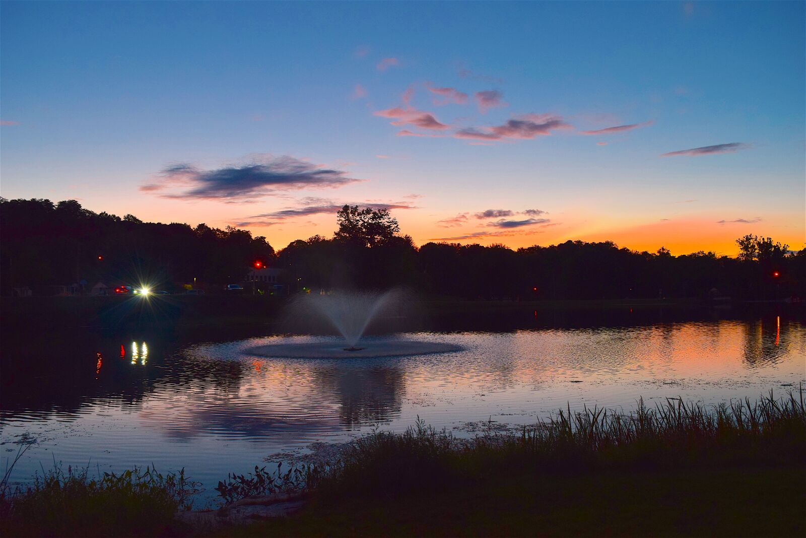 Nikon D3300 sample photo. Sunset, pond, fountain photography