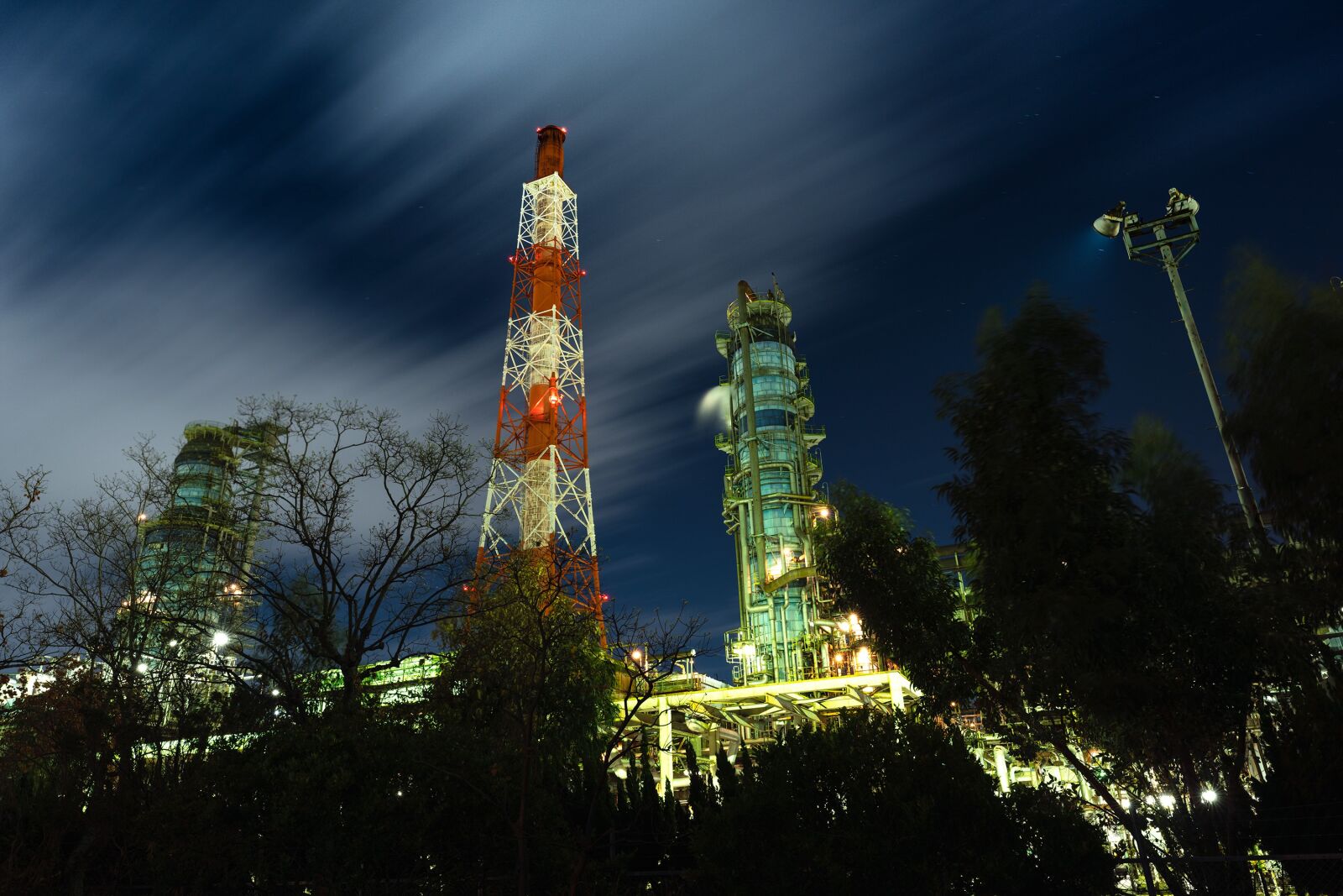 Sony a7R IV sample photo. Night view, factory, oil-related photography