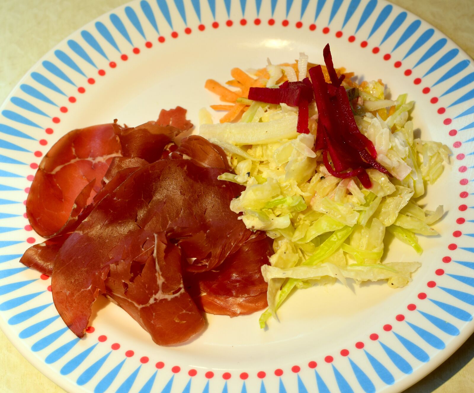 Nikon D5300 sample photo. Bresaola, coleslaw, buffet photography
