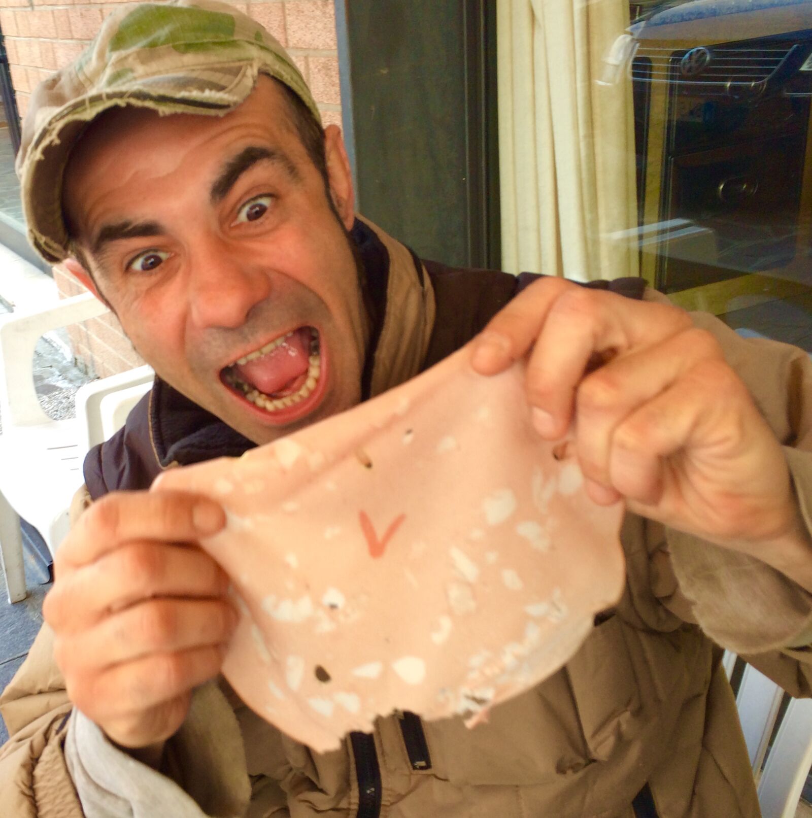 iPhone 5s back camera 4.15mm f/2.2 sample photo. Bologna, hungry, meat, mortadella photography