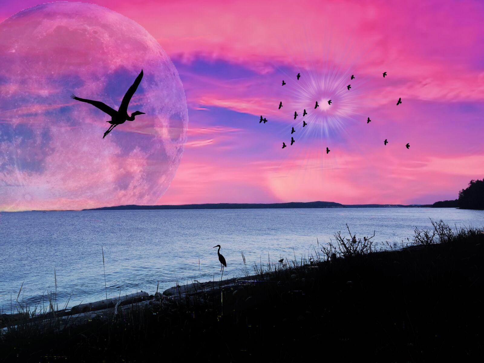 Apple iPhone 6 sample photo. Ocean, pink sky, silhouette photography