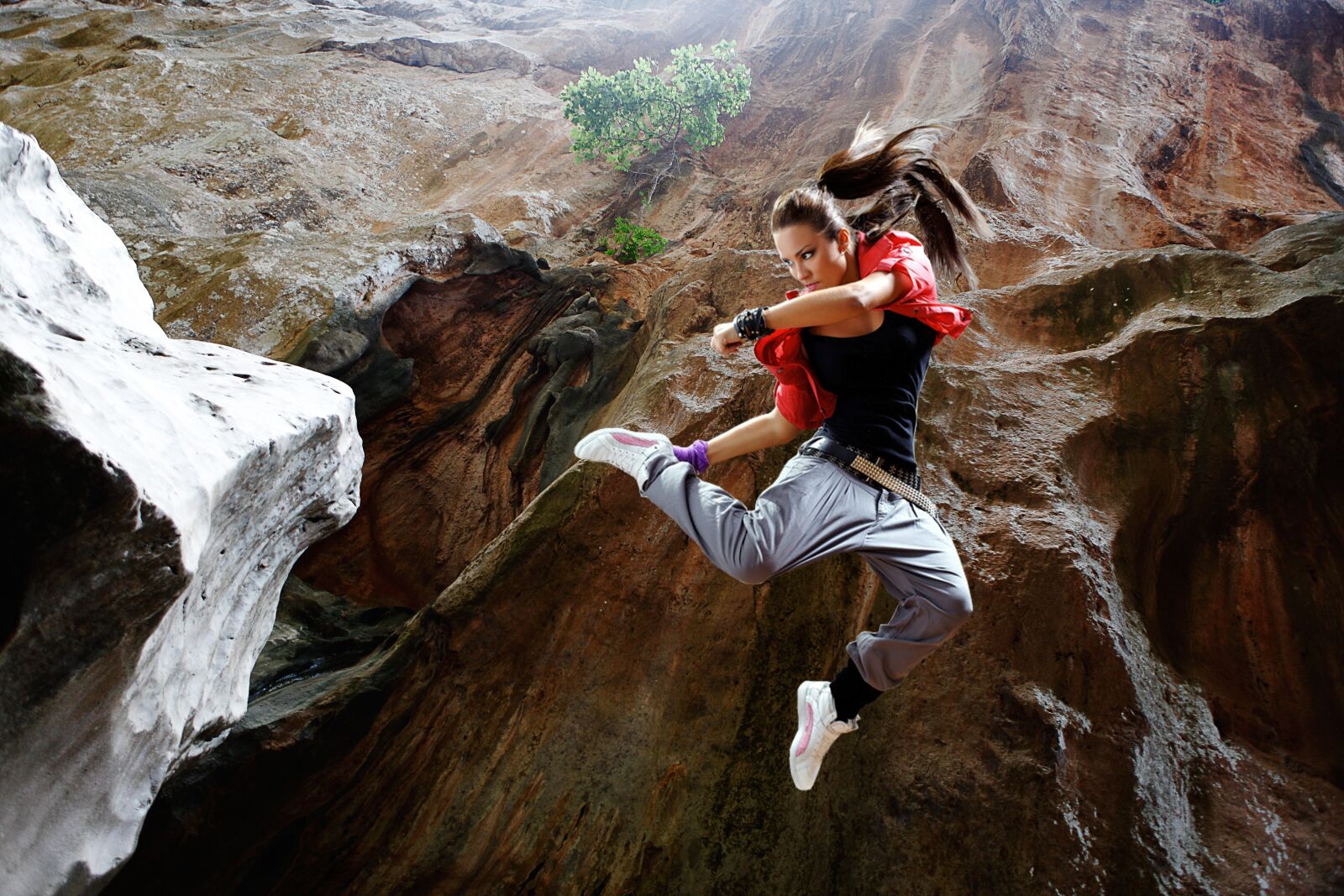 Canon EOS 5D Mark II sample photo. Jump, abyss, fighting stance photography