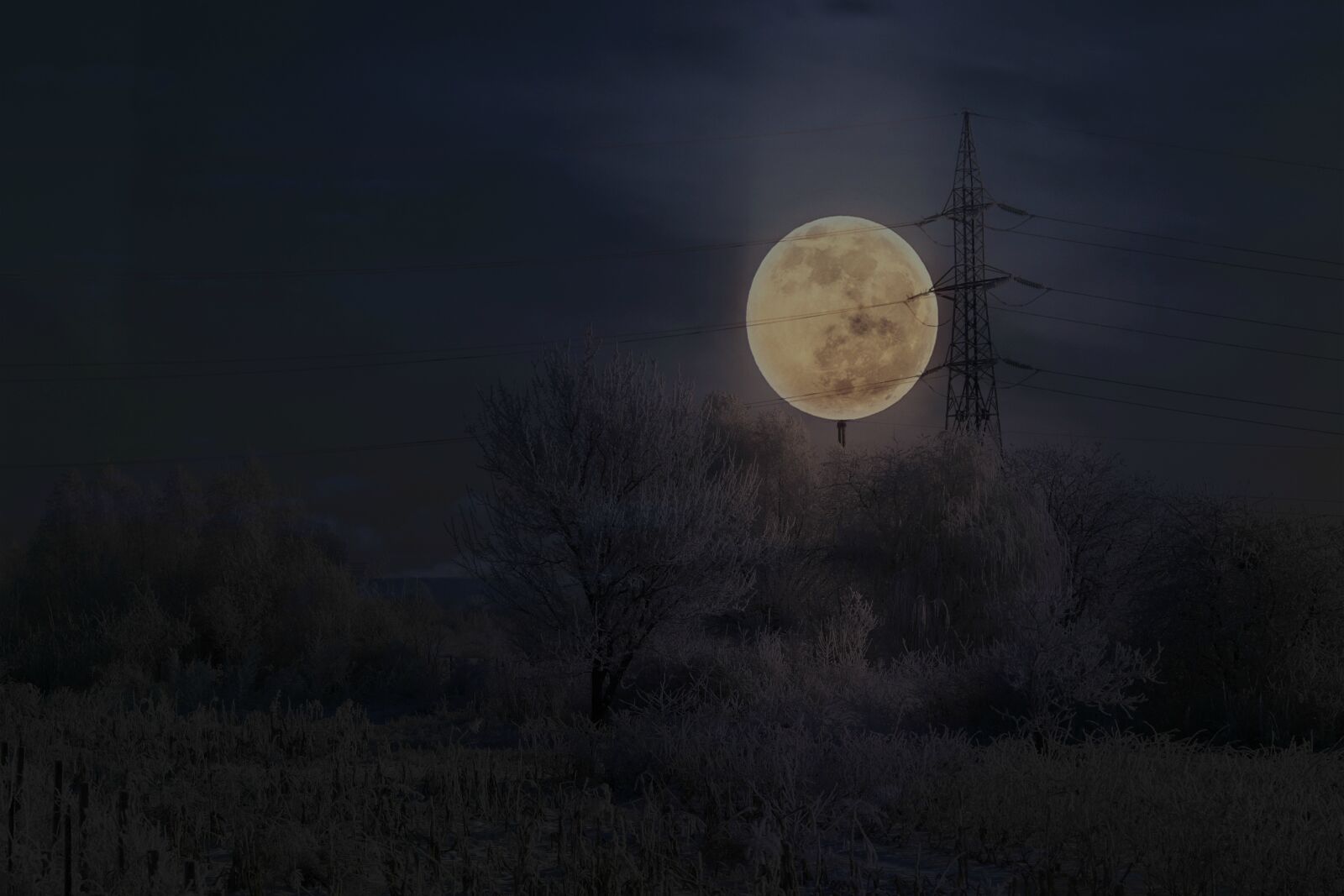 Canon EF-S 60mm F2.8 Macro USM sample photo. Landscape, full moon, winter photography
