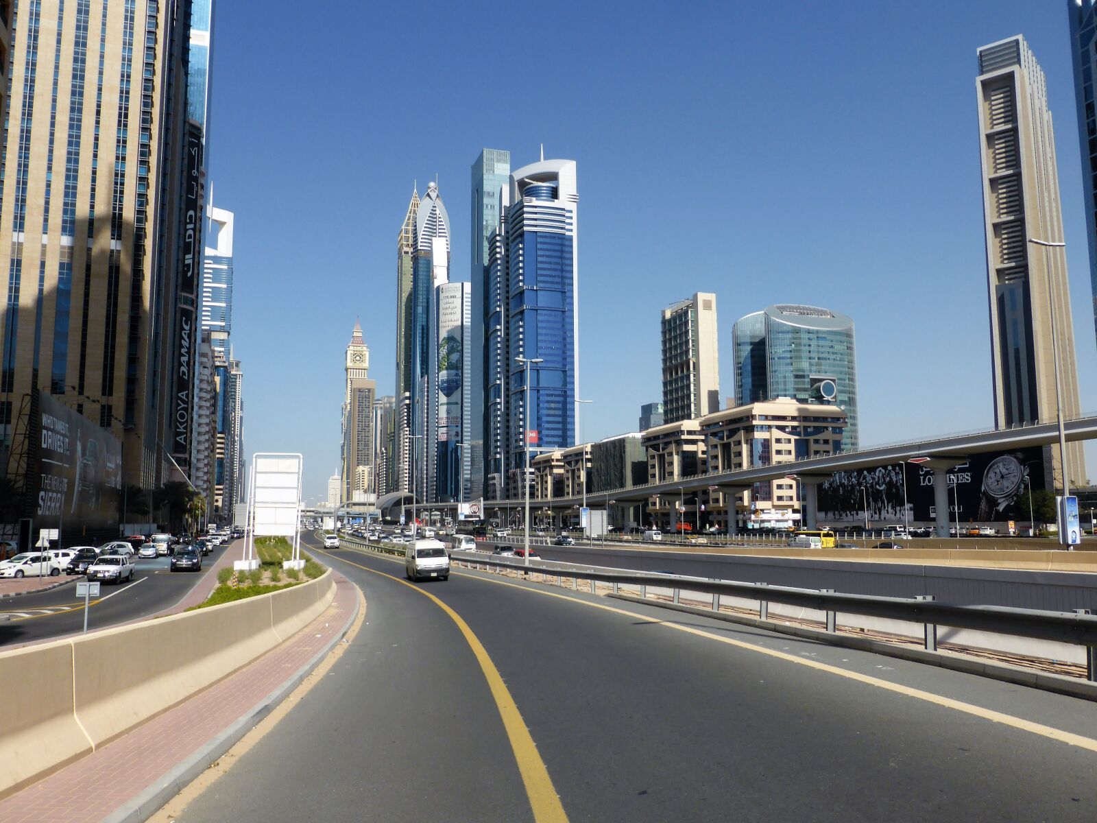 Panasonic Lumix DMC-ZS30 (Lumix DMC-TZ40) sample photo. Skyscrapers, highway, dubai photography