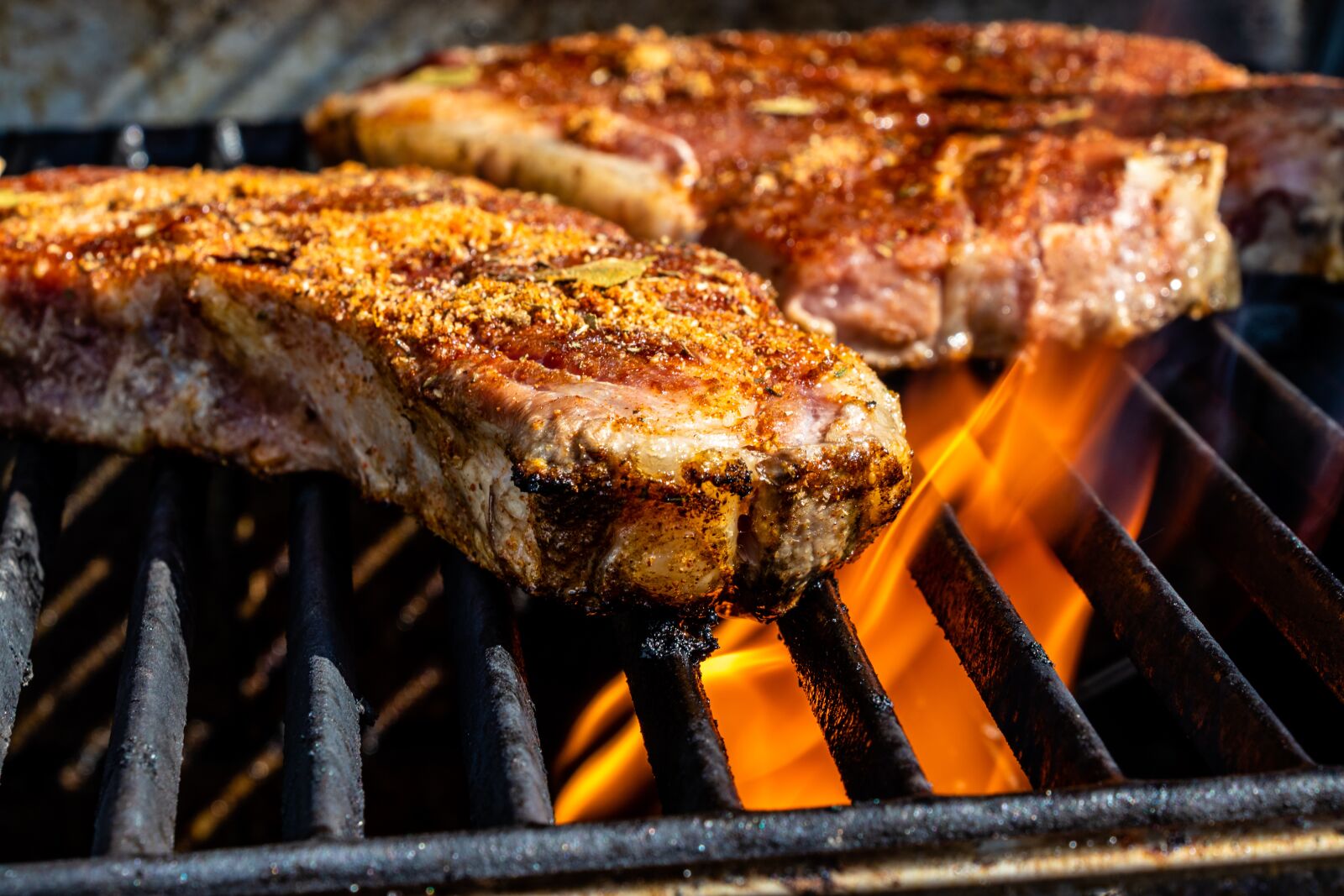 Canon EF-S 18-135mm F3.5-5.6 IS USM sample photo. Steaks on the grill photography