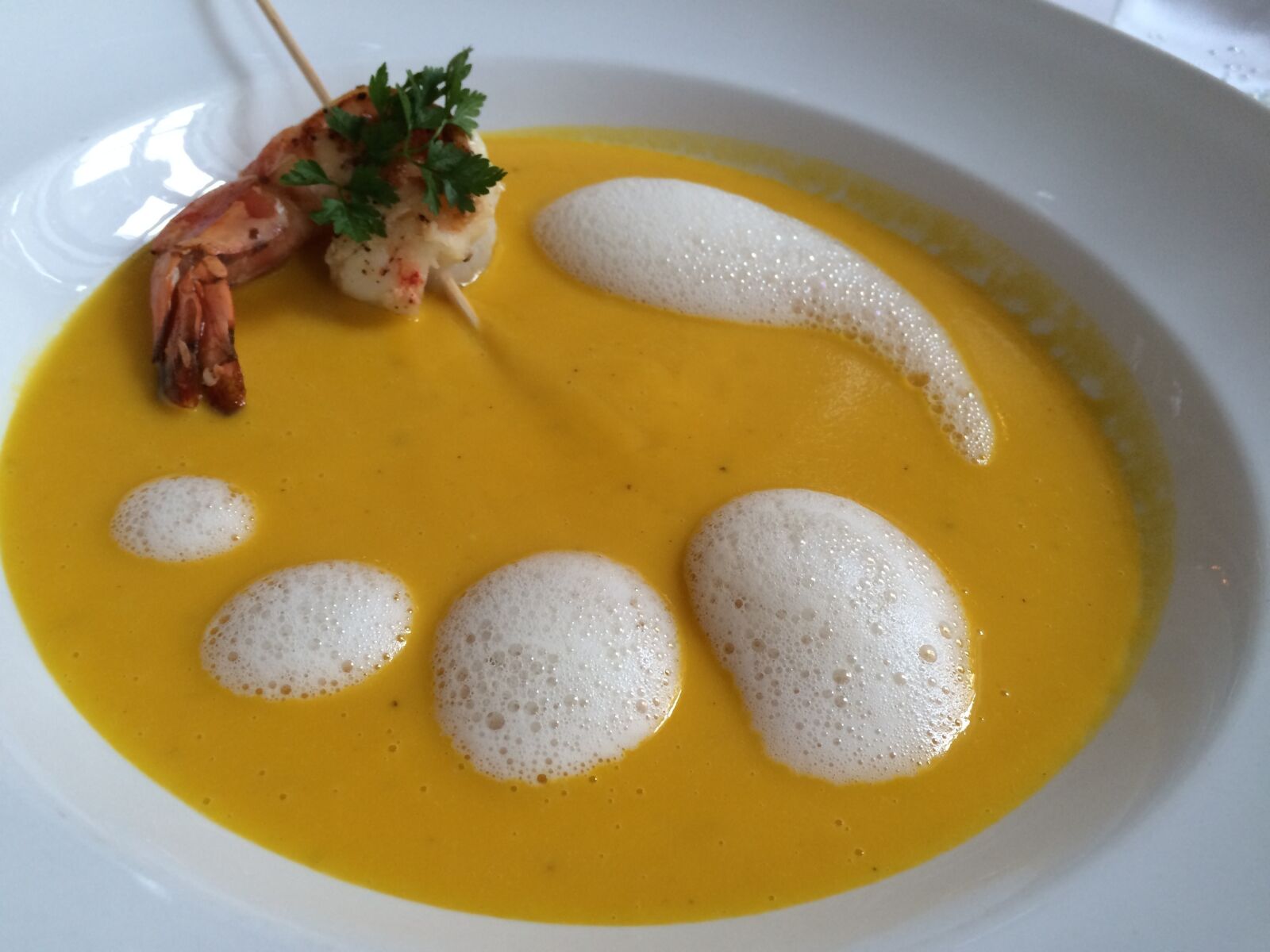 Apple iPhone 5s sample photo. Soup, shrimp, warm starters photography