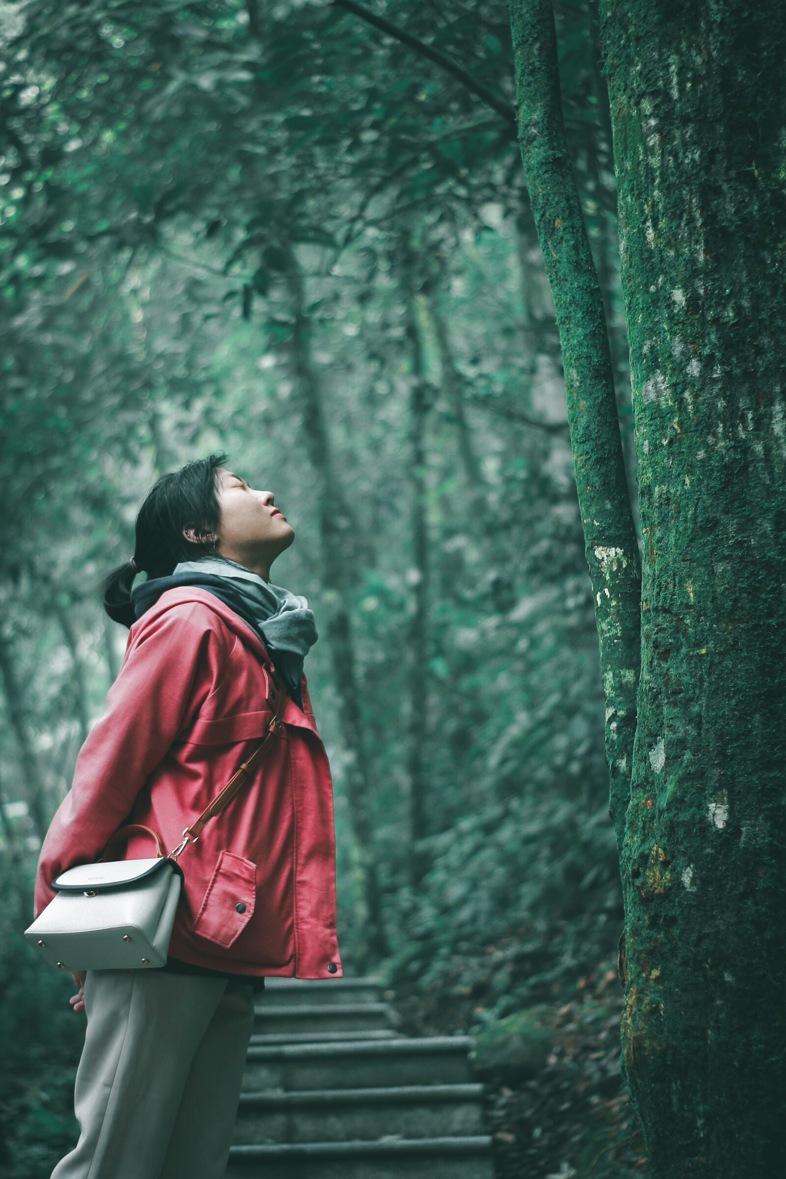 YN50mm f/1.8 II sample photo. Girl, moody, forest rainforest photography