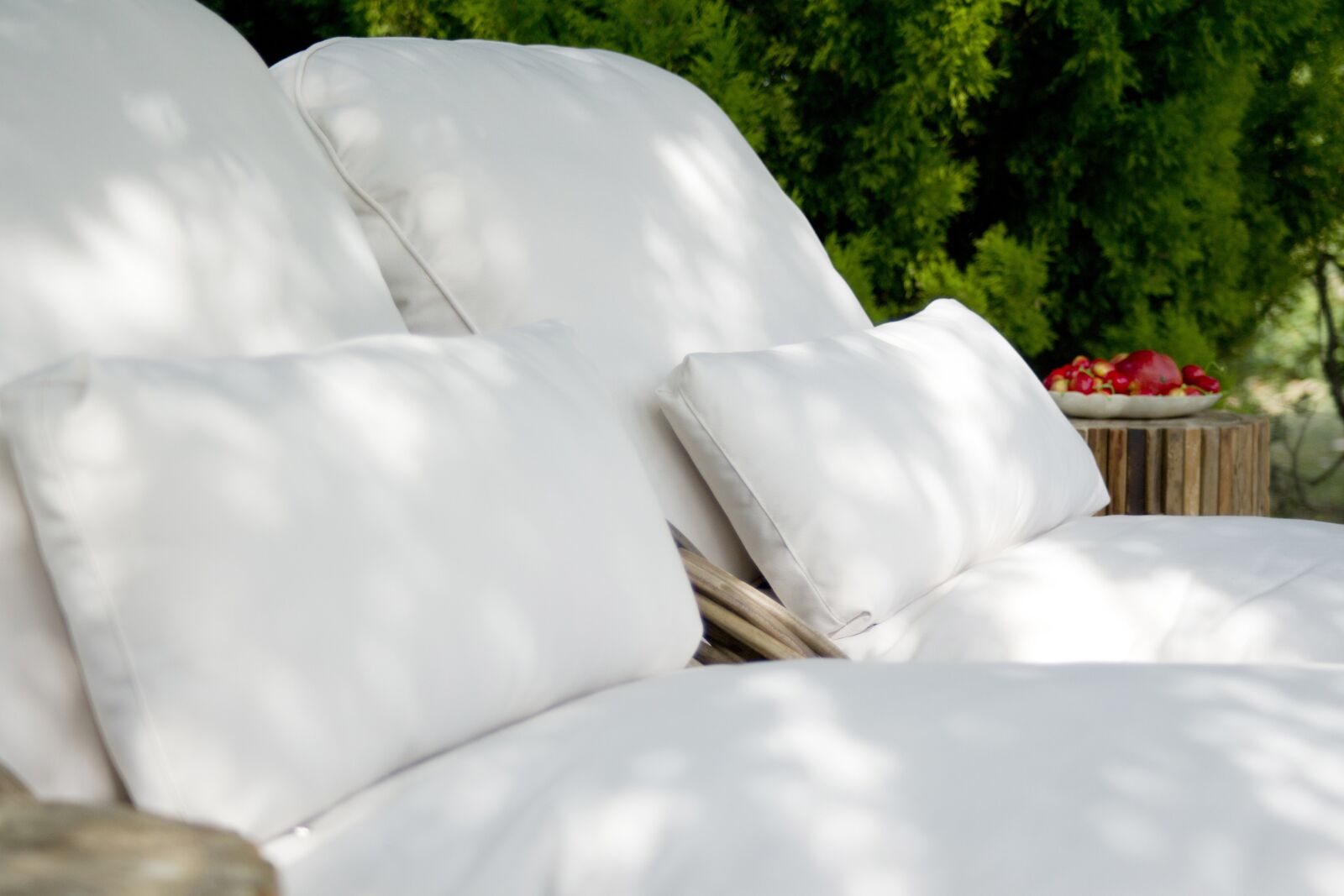 Sony Alpha DSLR-A850 sample photo. Pillow, sunbeds, white photography