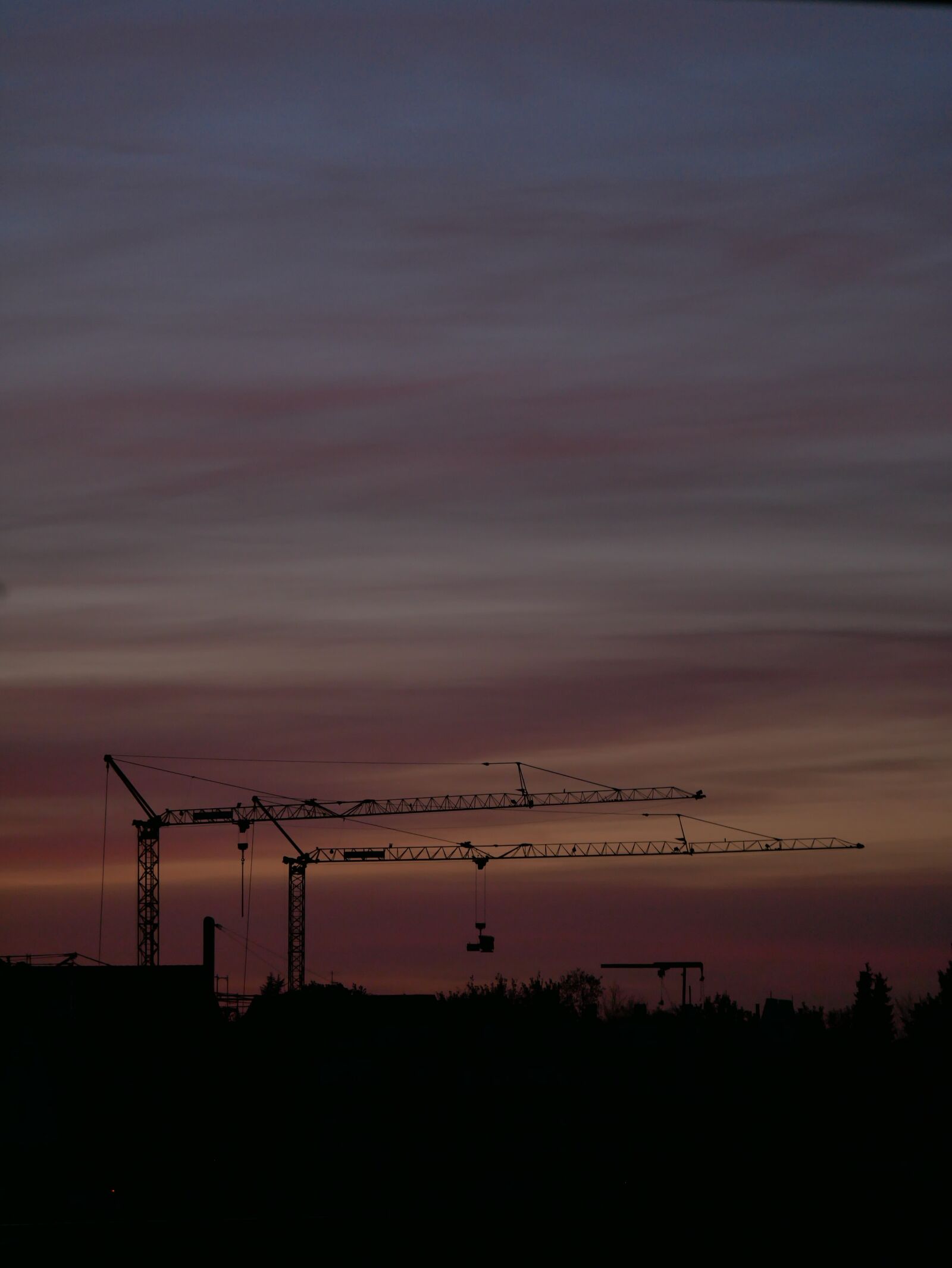 Panasonic DMC-G81 sample photo. Crane, site, evening photography