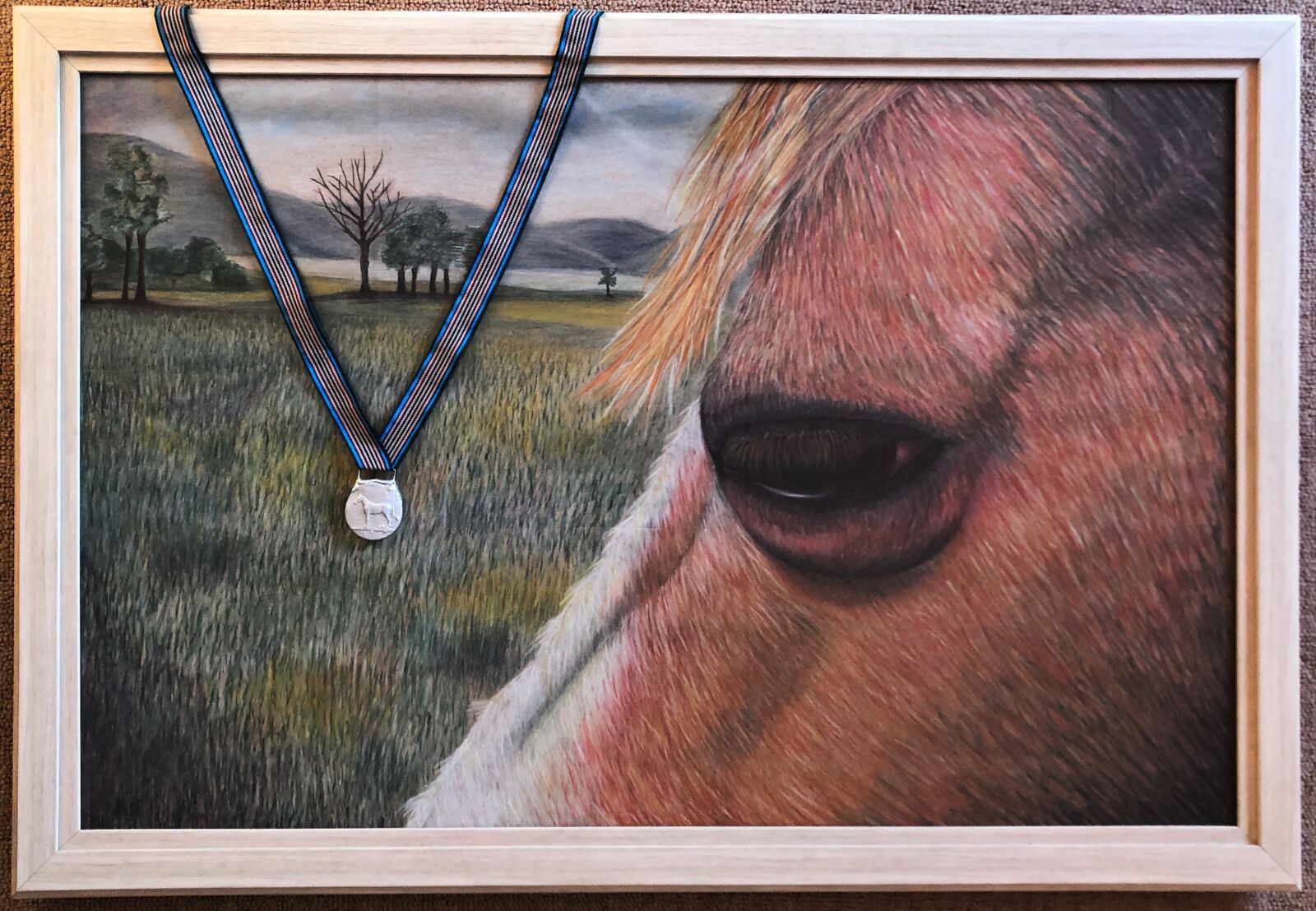 iPhone X back dual camera 4mm f/1.8 sample photo. Horse, horse drawing, pastel photography