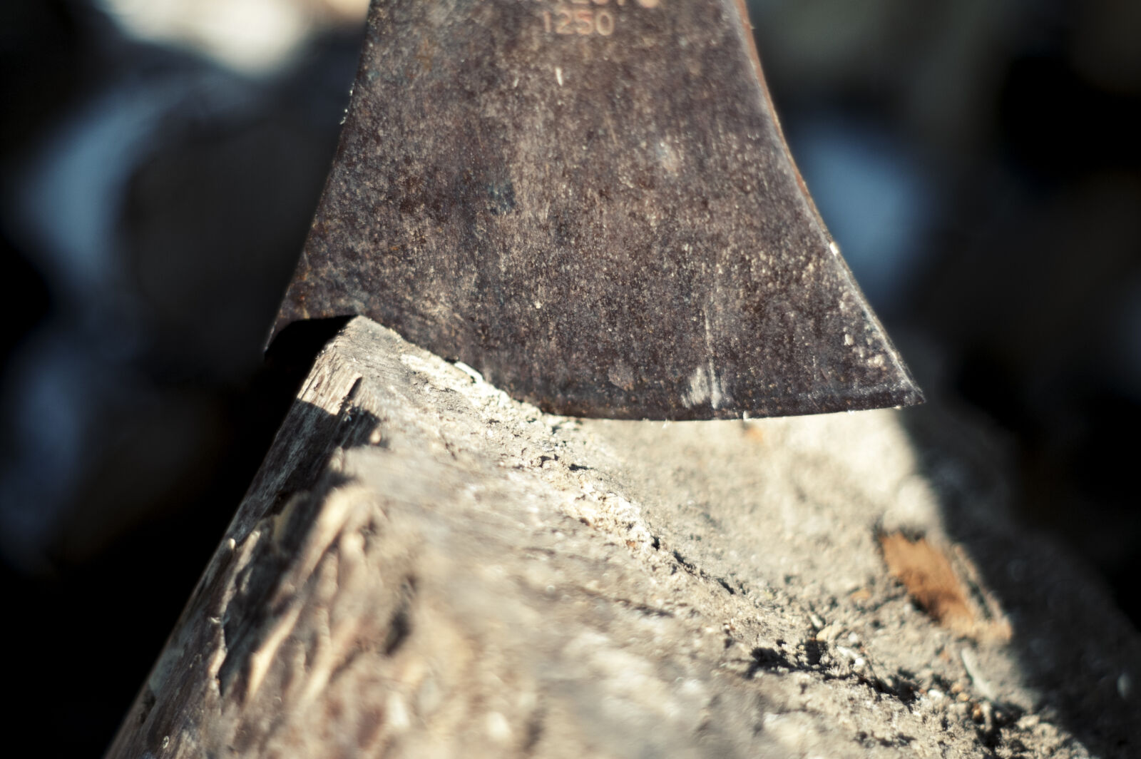 KONICA MINOLTA DYNAX 7D sample photo. Askew, ax, axe, firewood photography