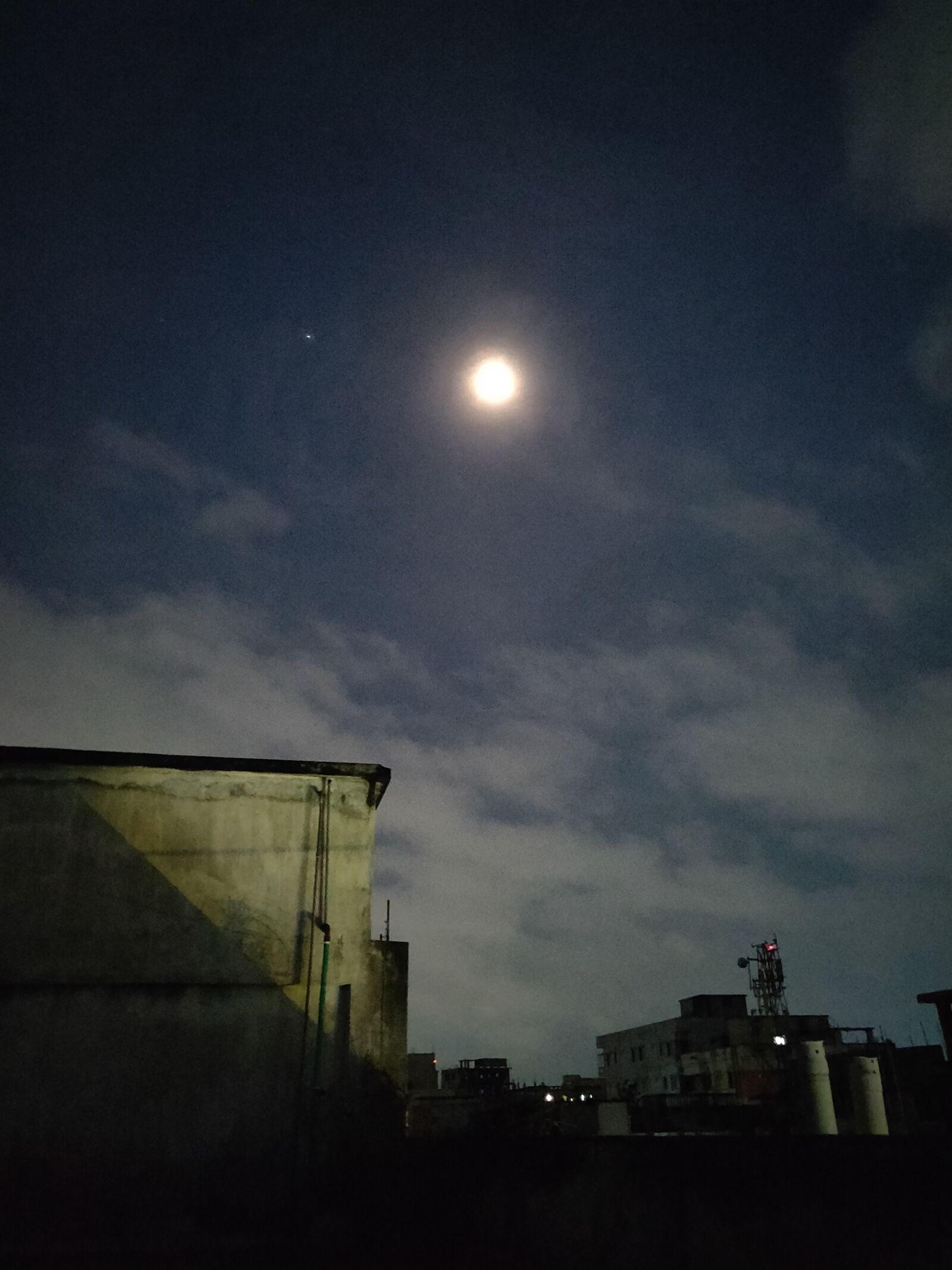 OnePlus A6010 sample photo. Moon, night, roof photography