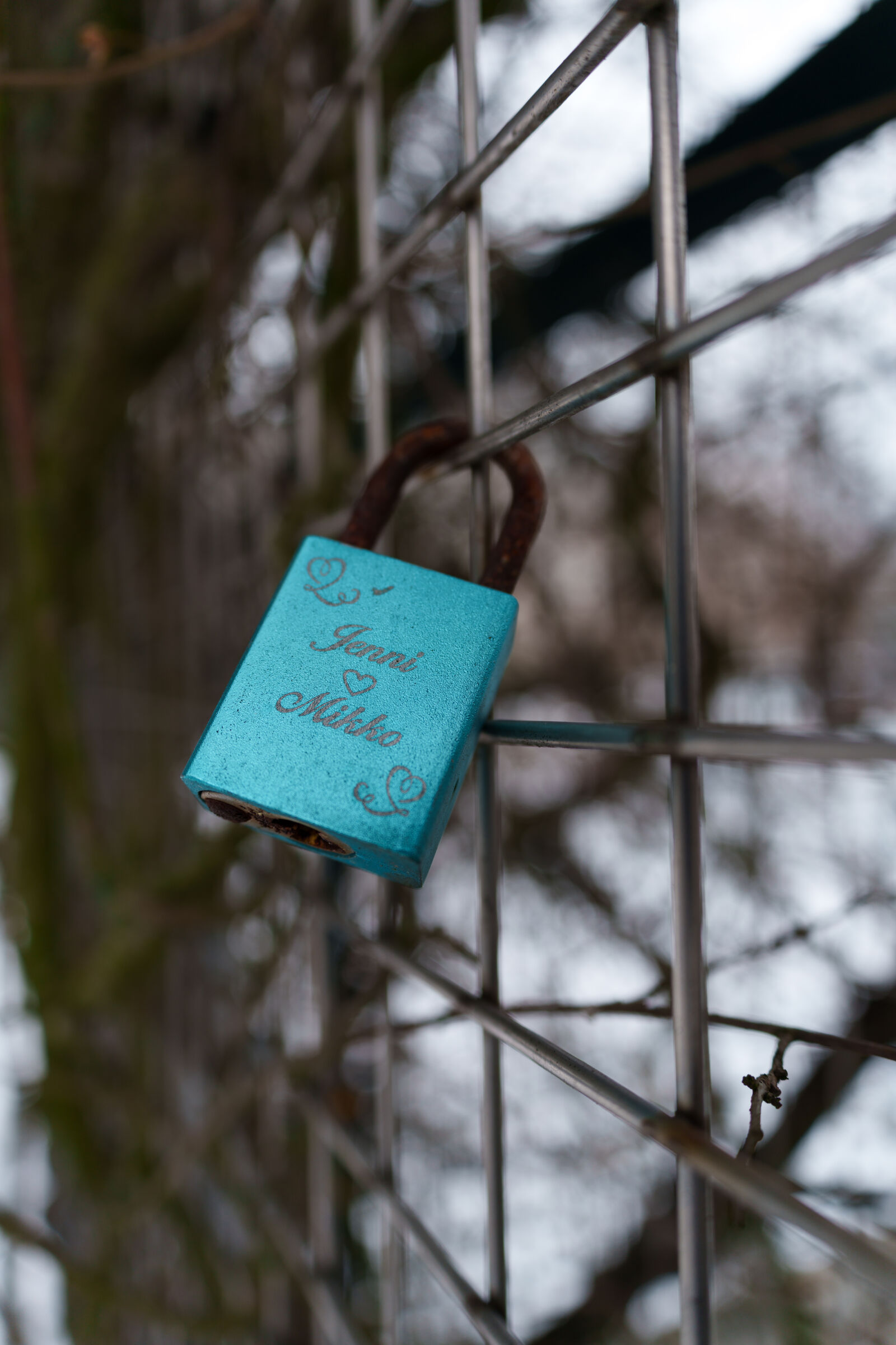 Sony a7R V sample photo. Padlock fence photography