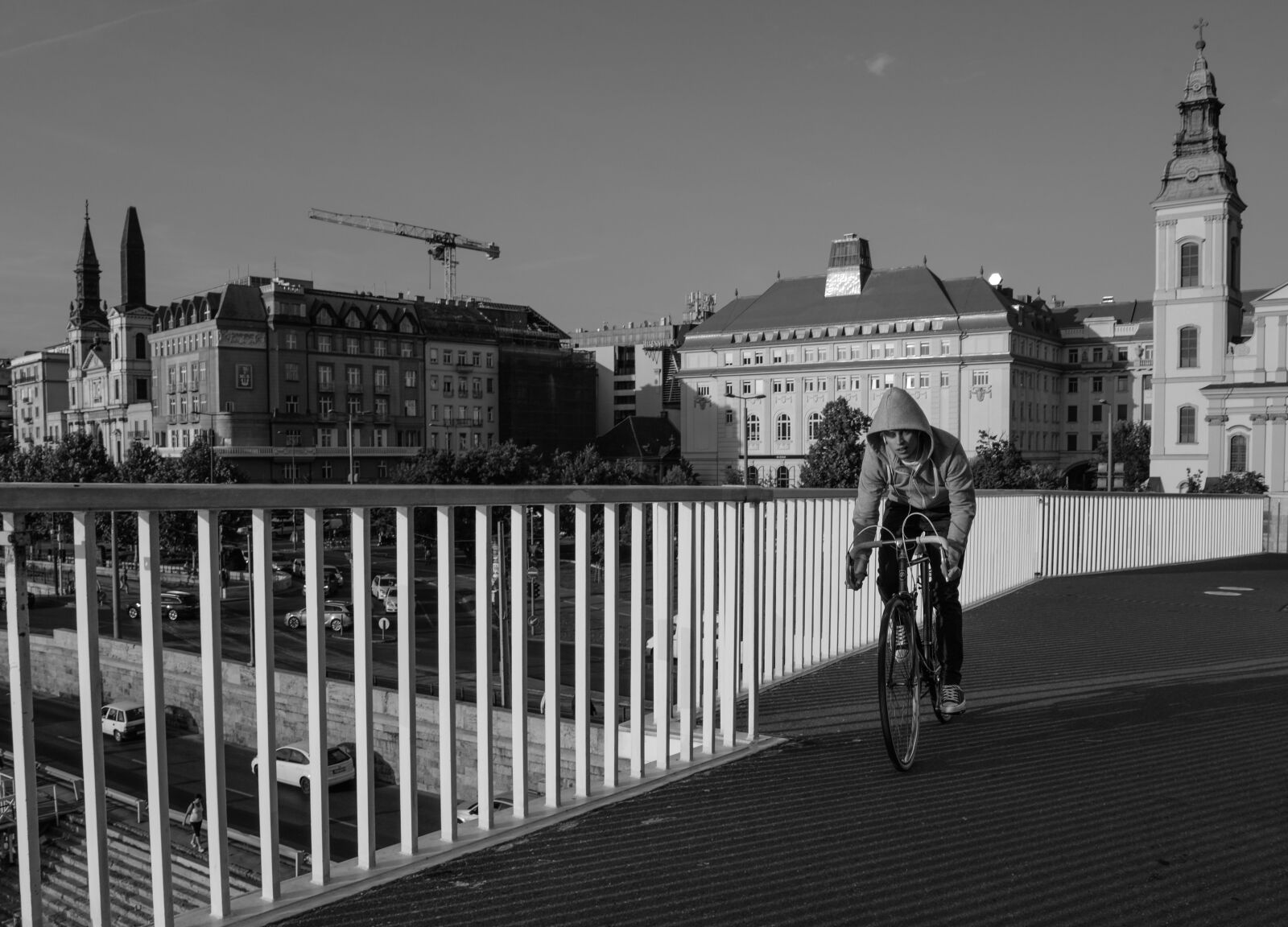 Nikon D610 sample photo. Bicycle, man, bridge photography