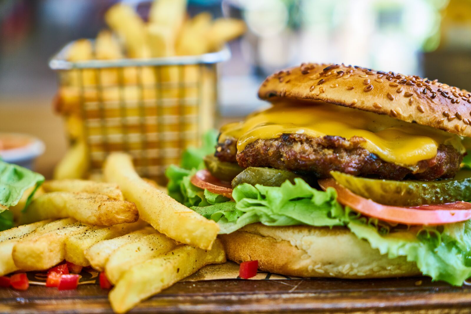 Sony a7R II sample photo. Burger, meat, potato photography