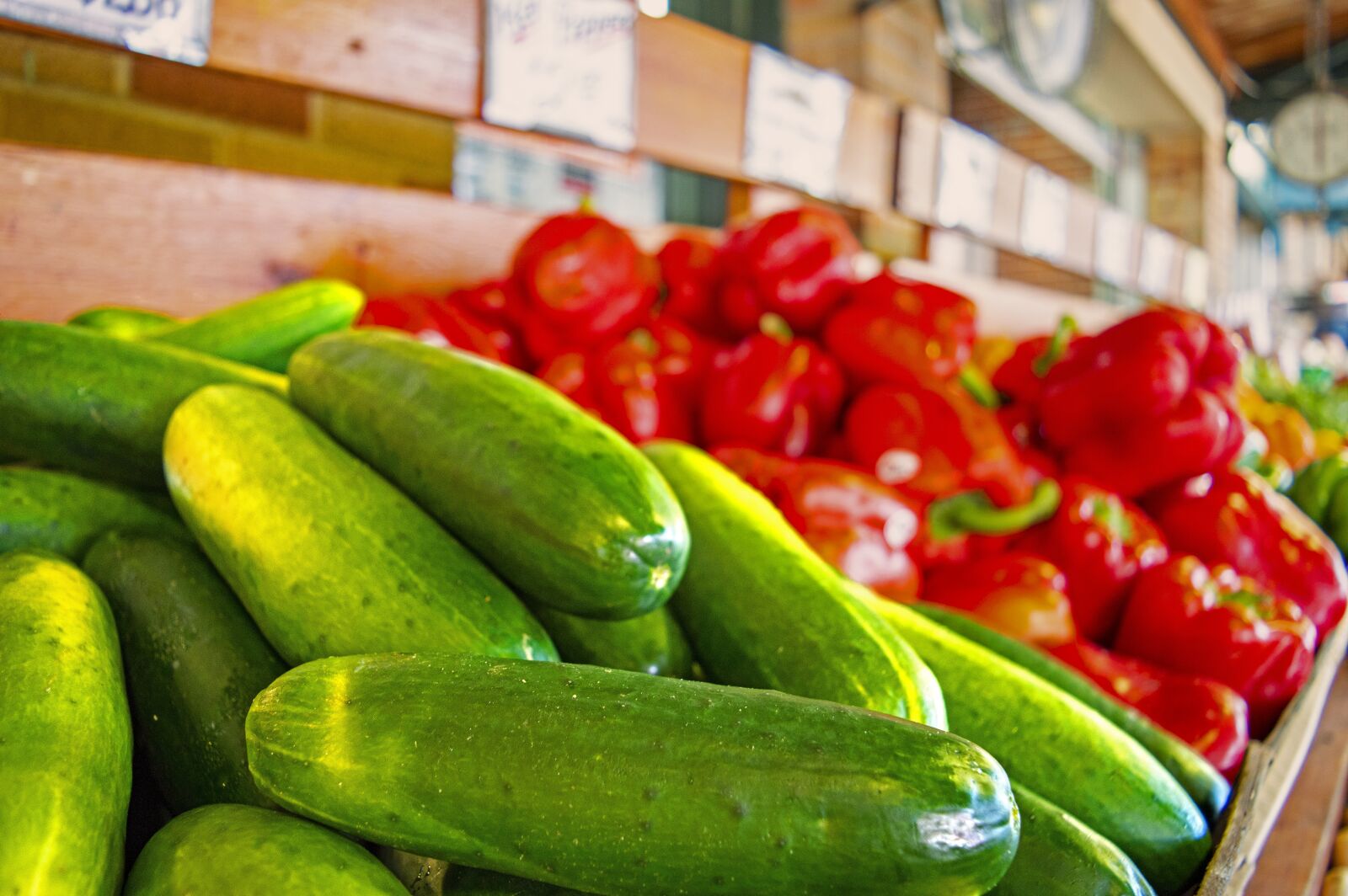 Nikon D3200 sample photo. Cucumbers, peppers, red peppers photography