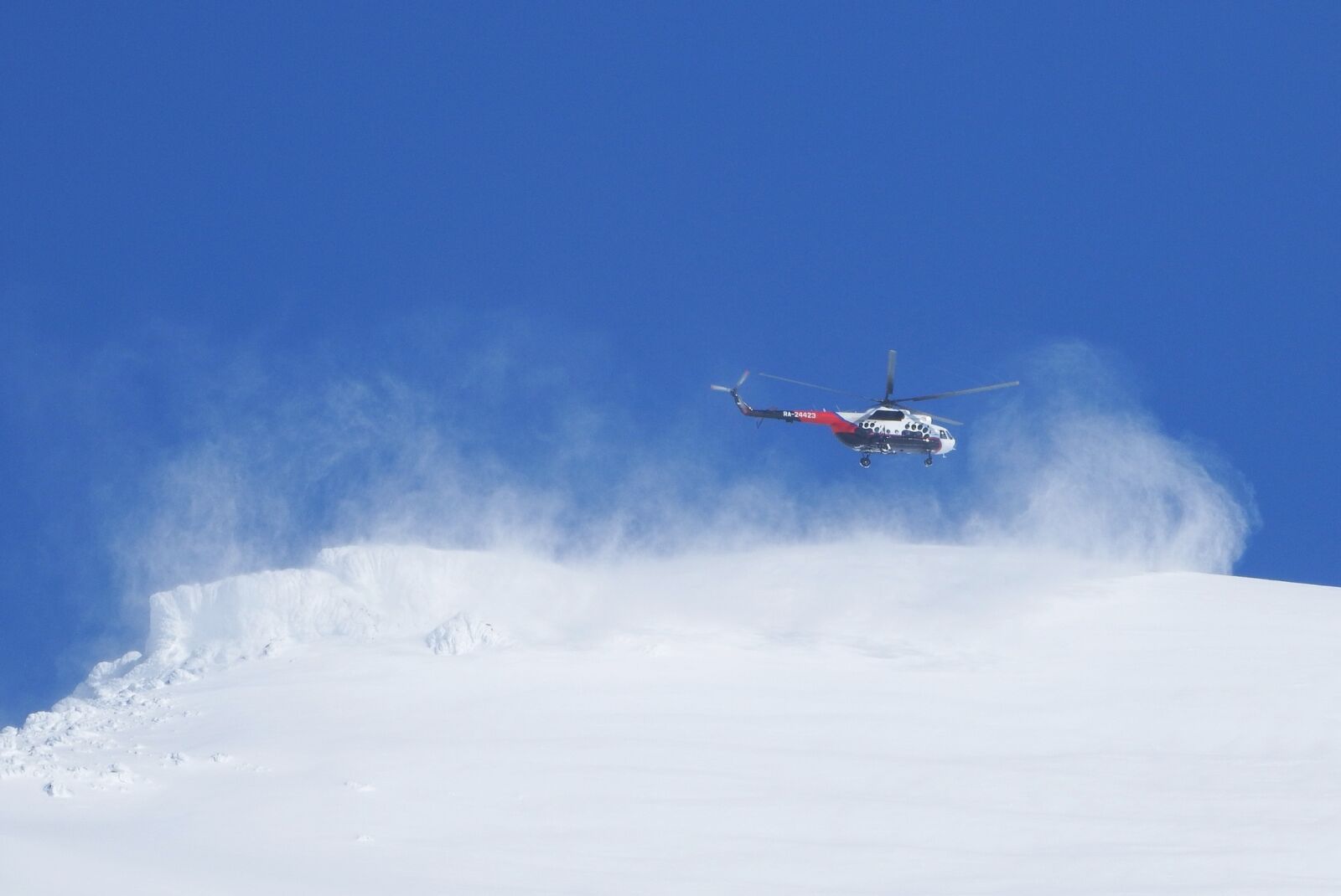 Fujifilm FinePix S1 sample photo. Helicopter, landing, mountains photography