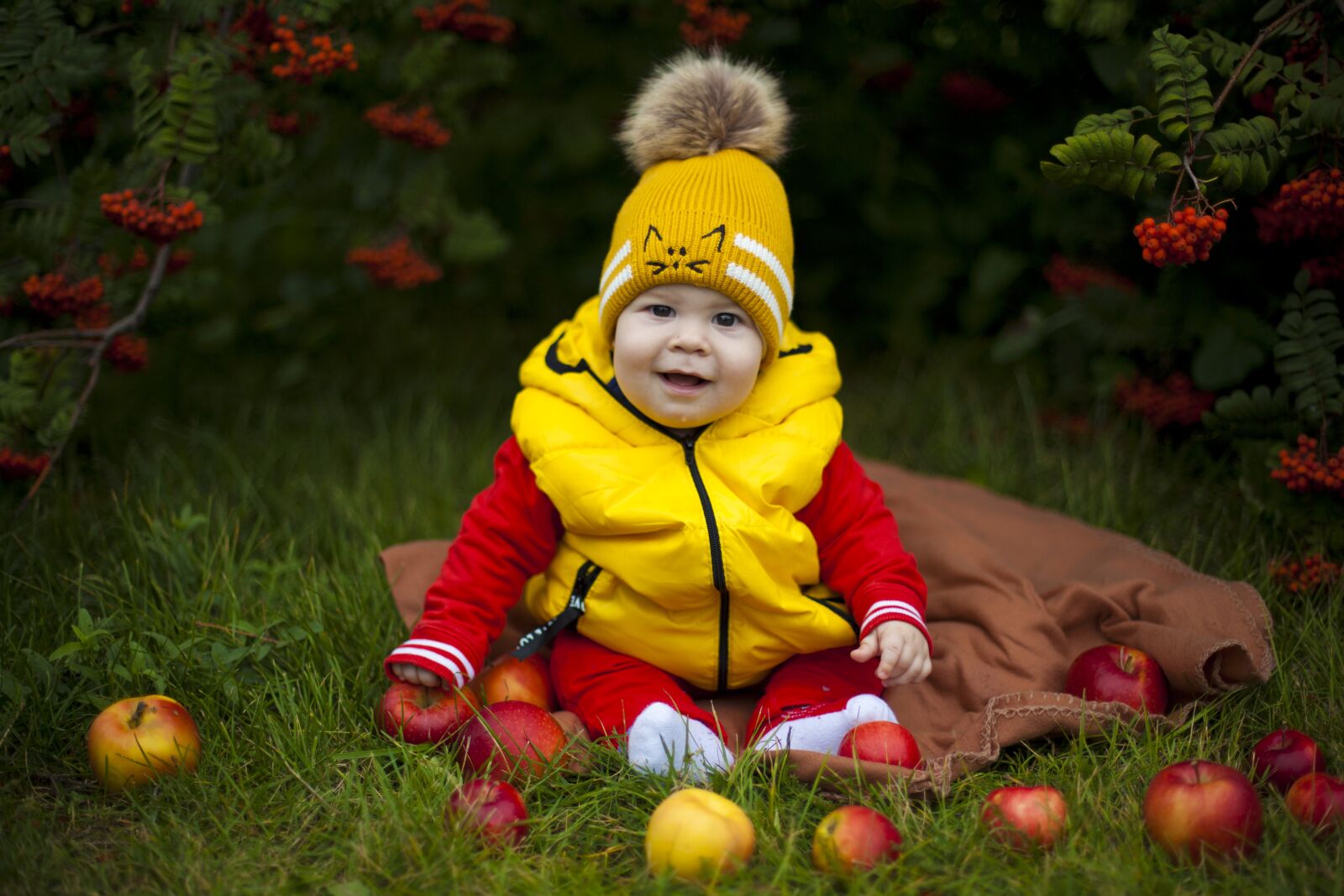 Canon EOS 5D Mark II sample photo. Autumn, boy, apple photography