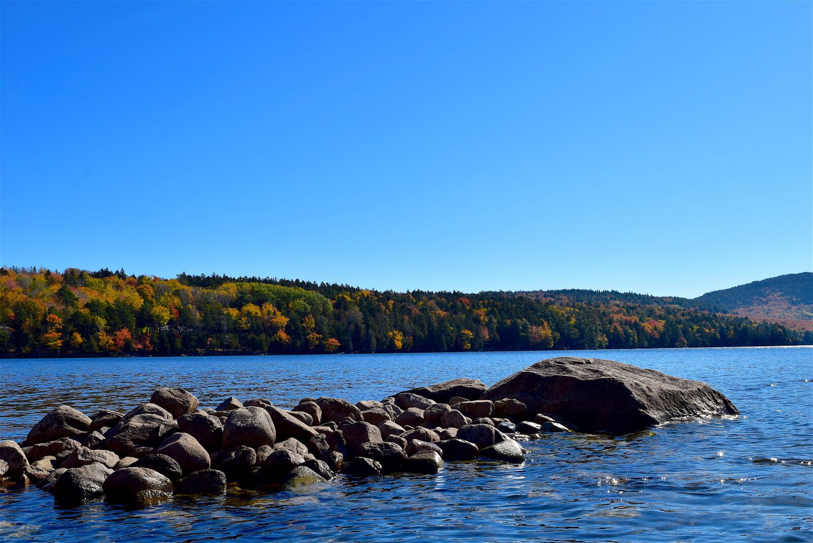 Nikon D3300 sample photo. Lake, rocks, foliage photography