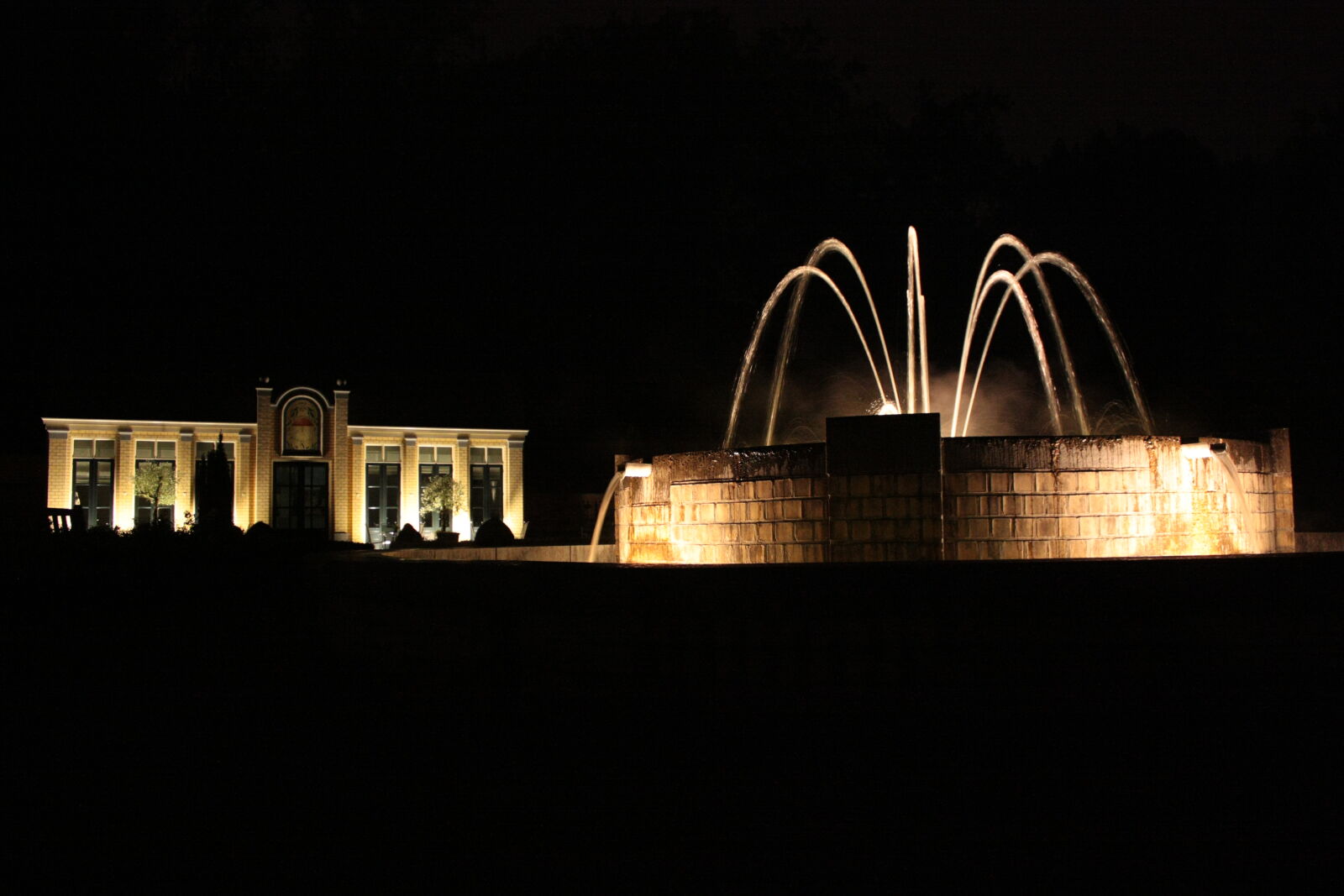 Canon EOS 450D (EOS Rebel XSi / EOS Kiss X2) sample photo. Dark, fountain, lights, night photography