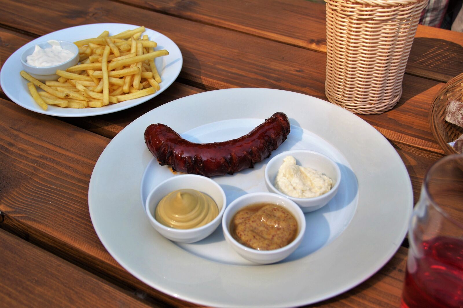 Sony SLT-A58 sample photo. French fries, grilled, sausage photography