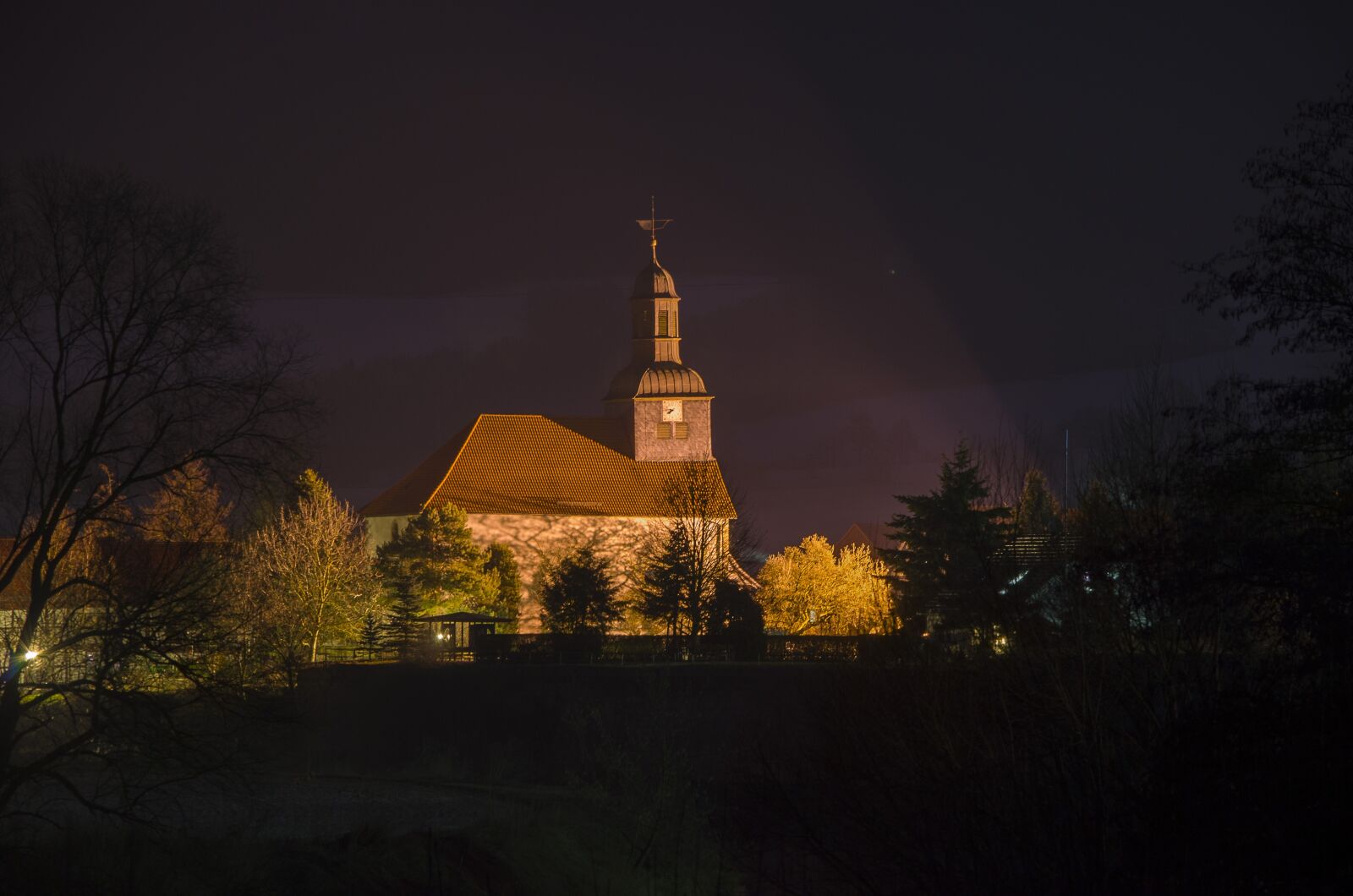 Nikon D7000 sample photo. Wahlhausen, church, night photography