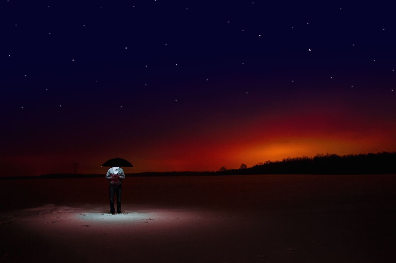 Nikon D700 sample photo. Man, umbrella, star, sky photography