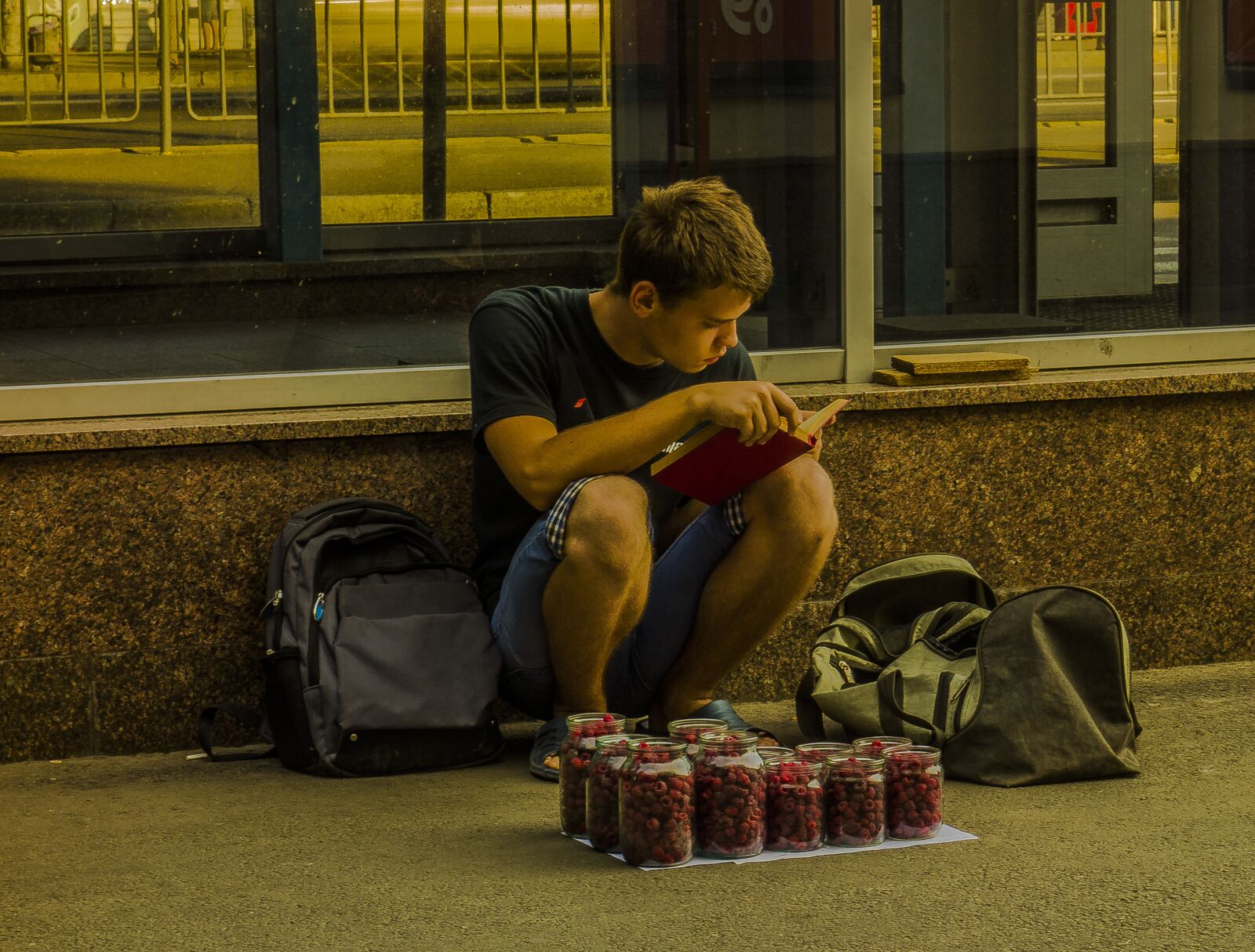 Sony Cyber-shot DSC-RX100 sample photo. Street, the seller, raspberry photography