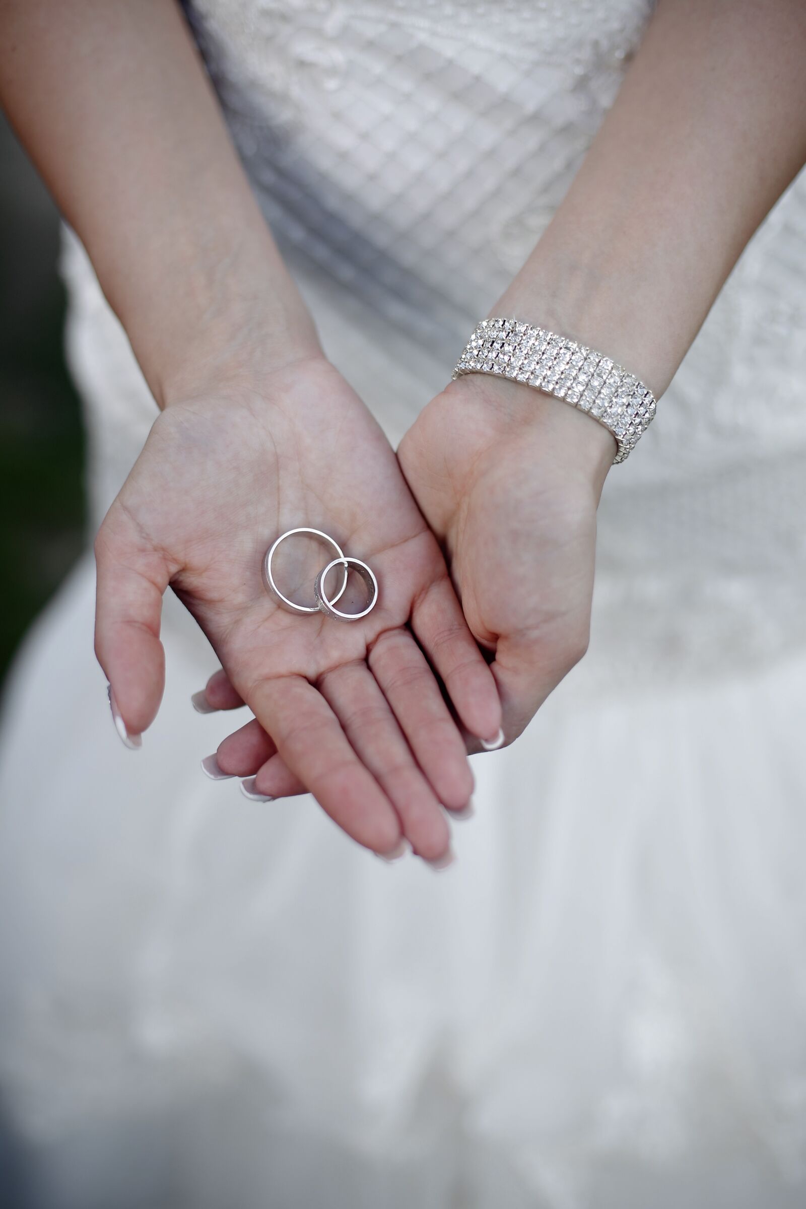Canon EF 50mm F1.4 USM sample photo. Wedding ring, wedding dress photography